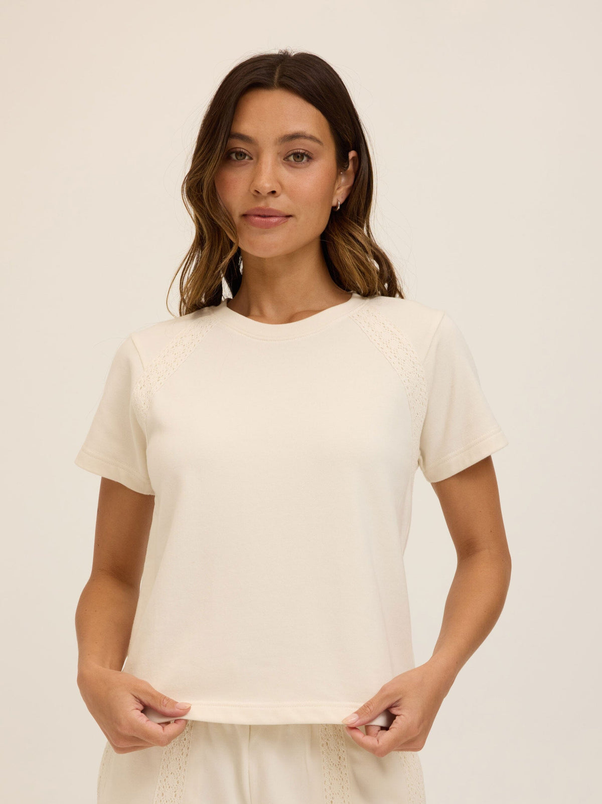 Keilani Cotton Terry Lace Mix Tee