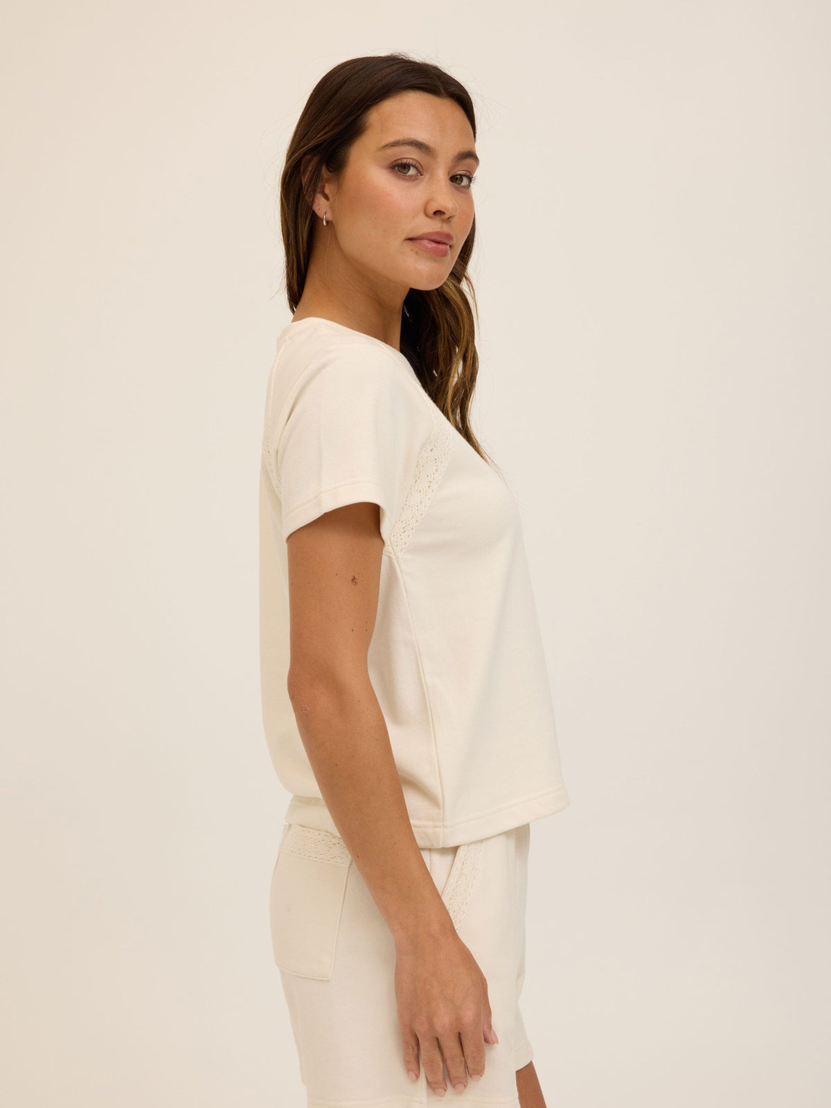 Keilani Cotton Terry Lace Mix Tee