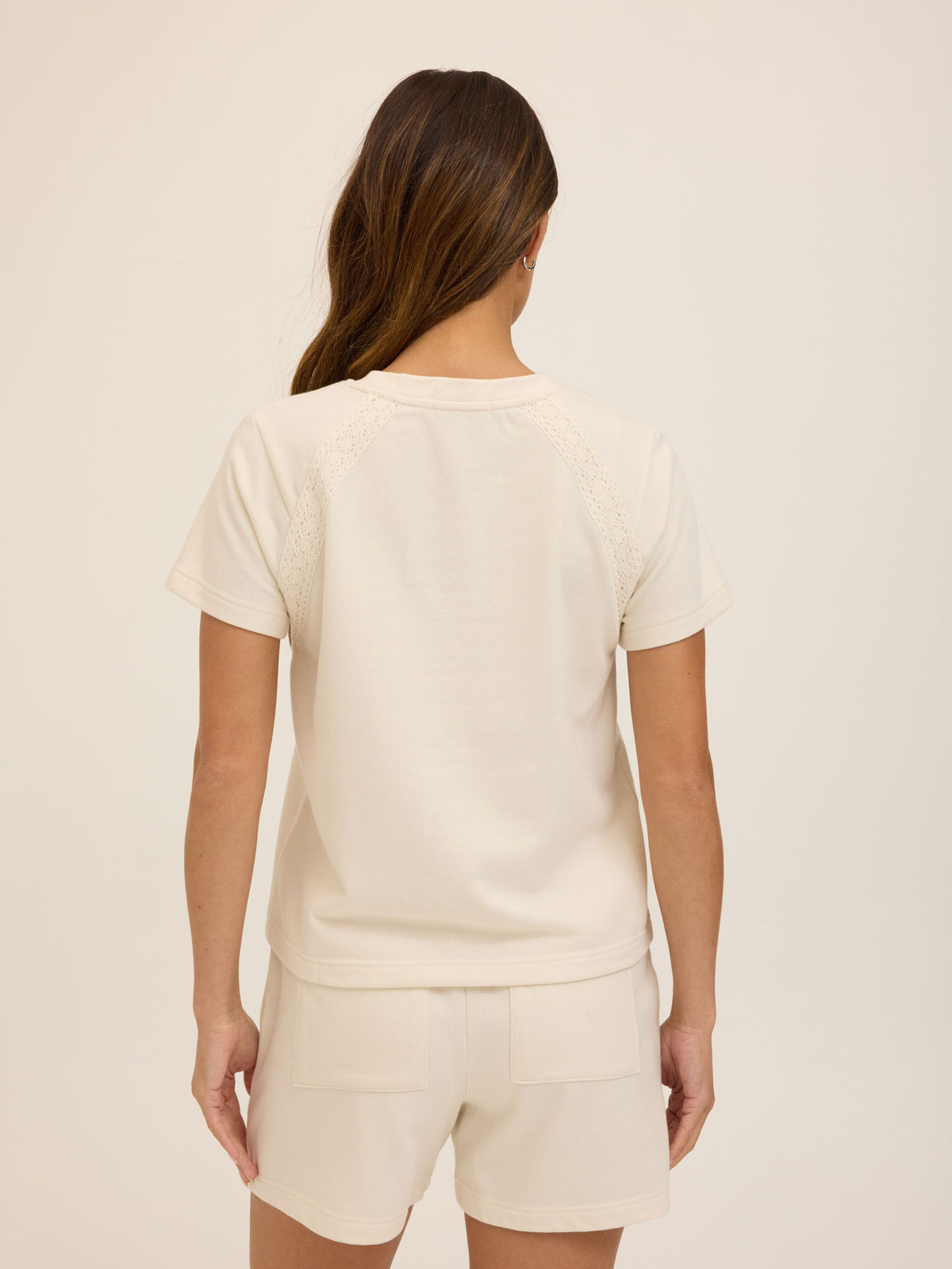 Keilani Cotton Terry Lace Mix Tee