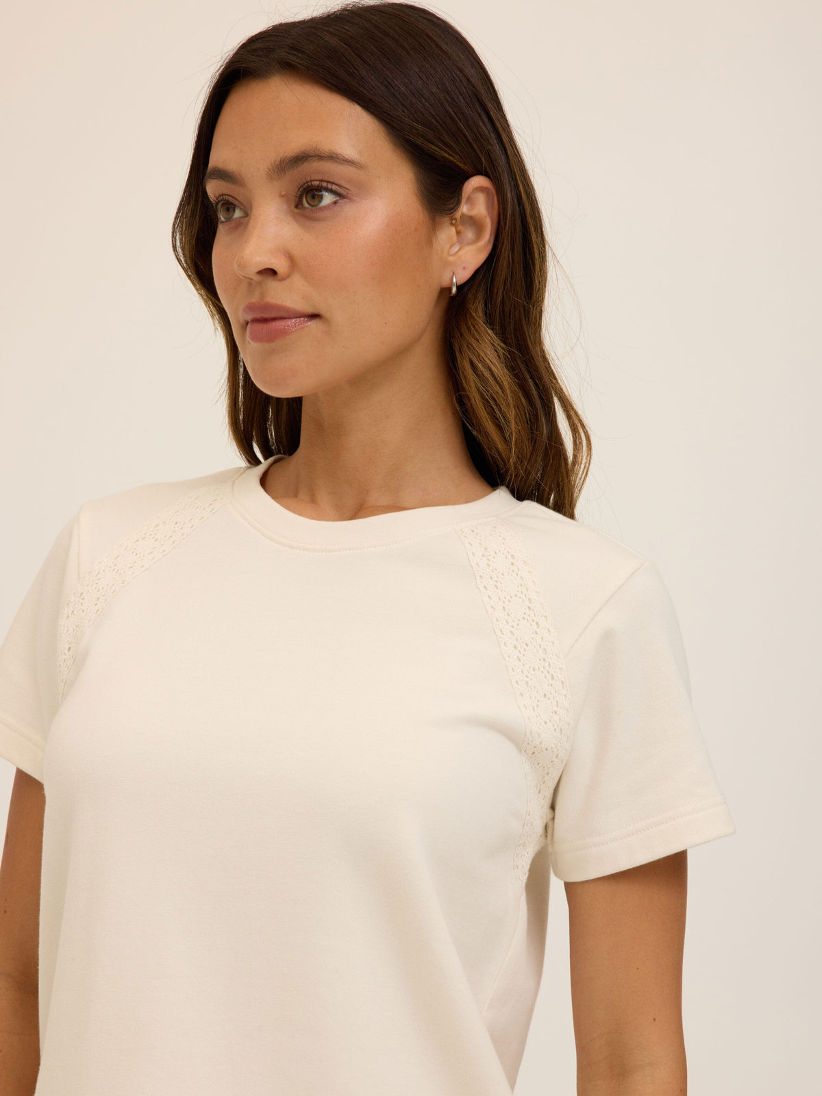 Keilani Cotton Terry Lace Mix Tee