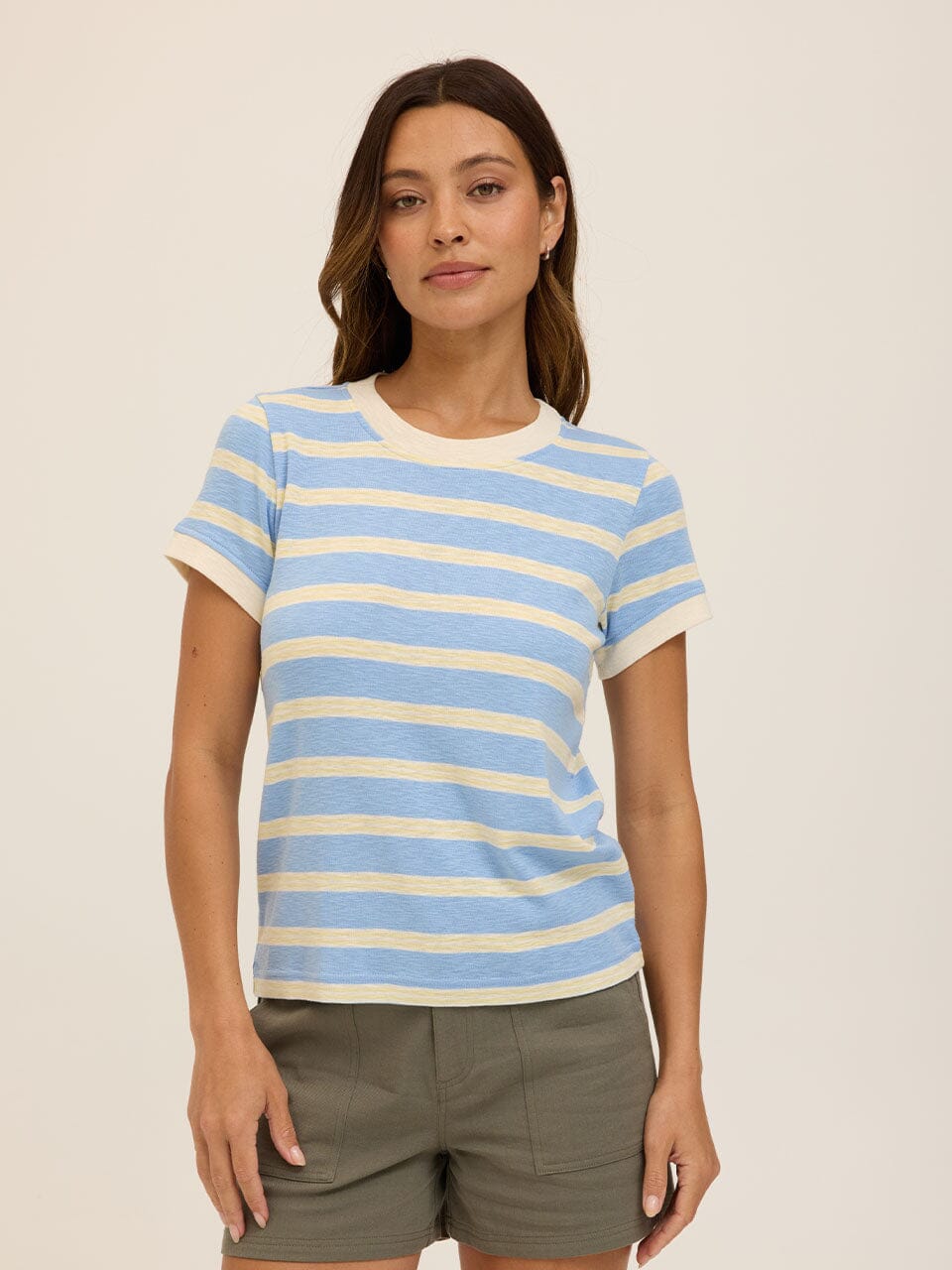 Tamarah Stripe Textured Slub Jersey Crew Tee