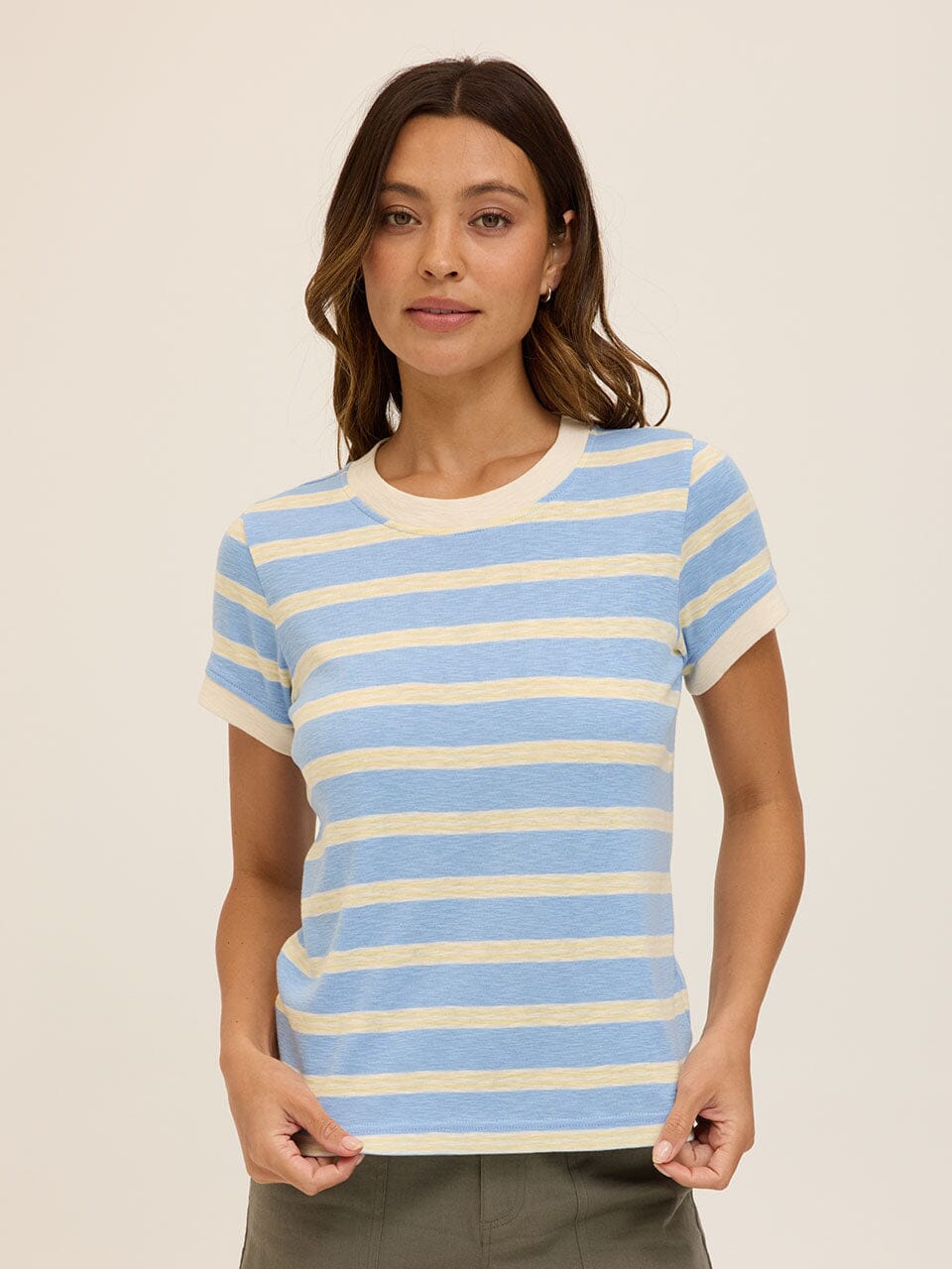 Tamarah Stripe Textured Slub Jersey Crew Tee