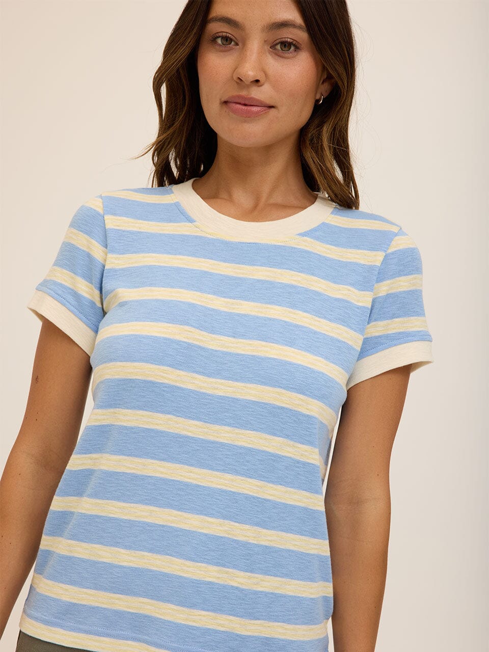 Tamarah Stripe Textured Slub Jersey Crew Tee