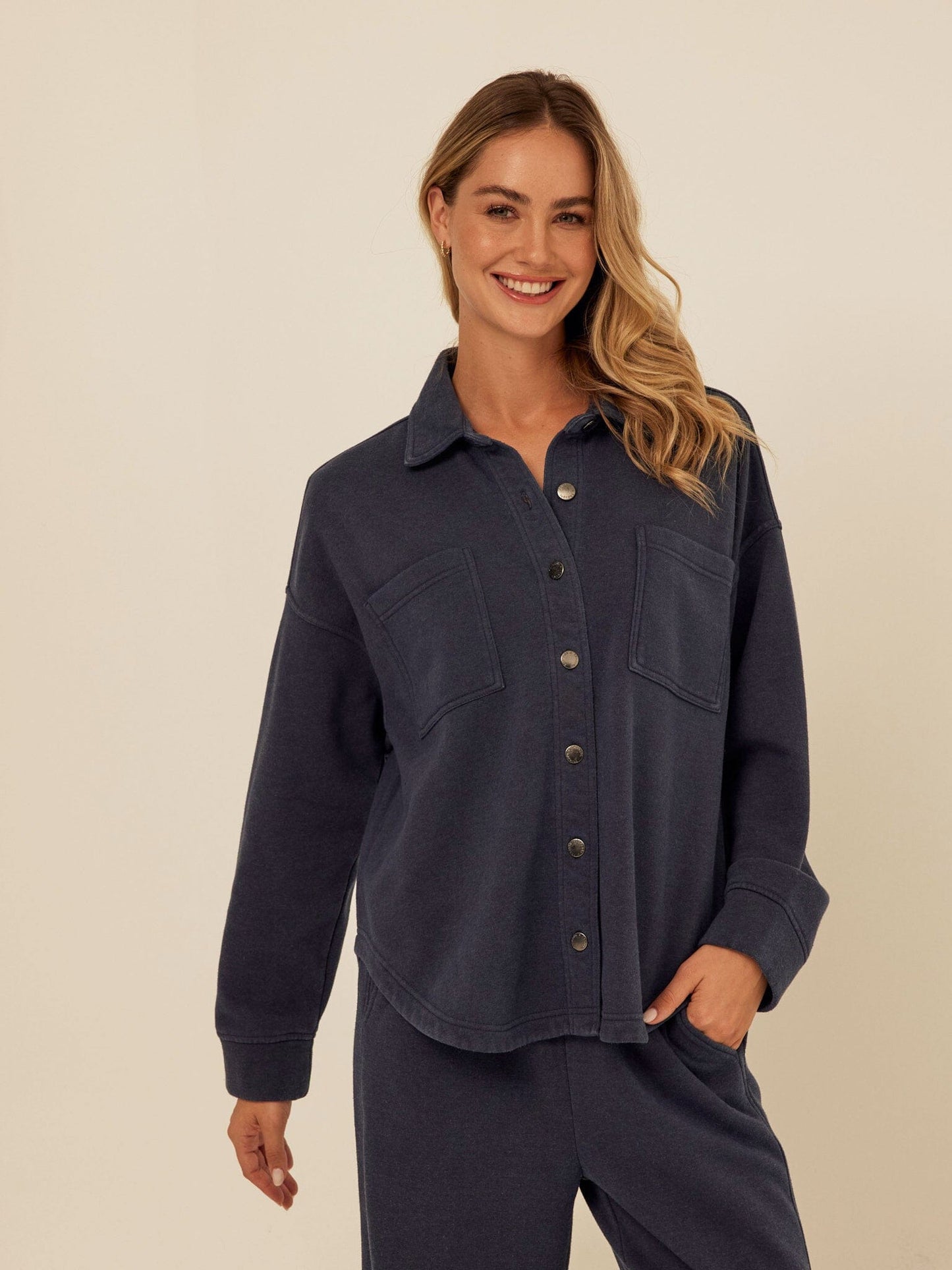 Blaire Mineral Wash Fleece Button-Down