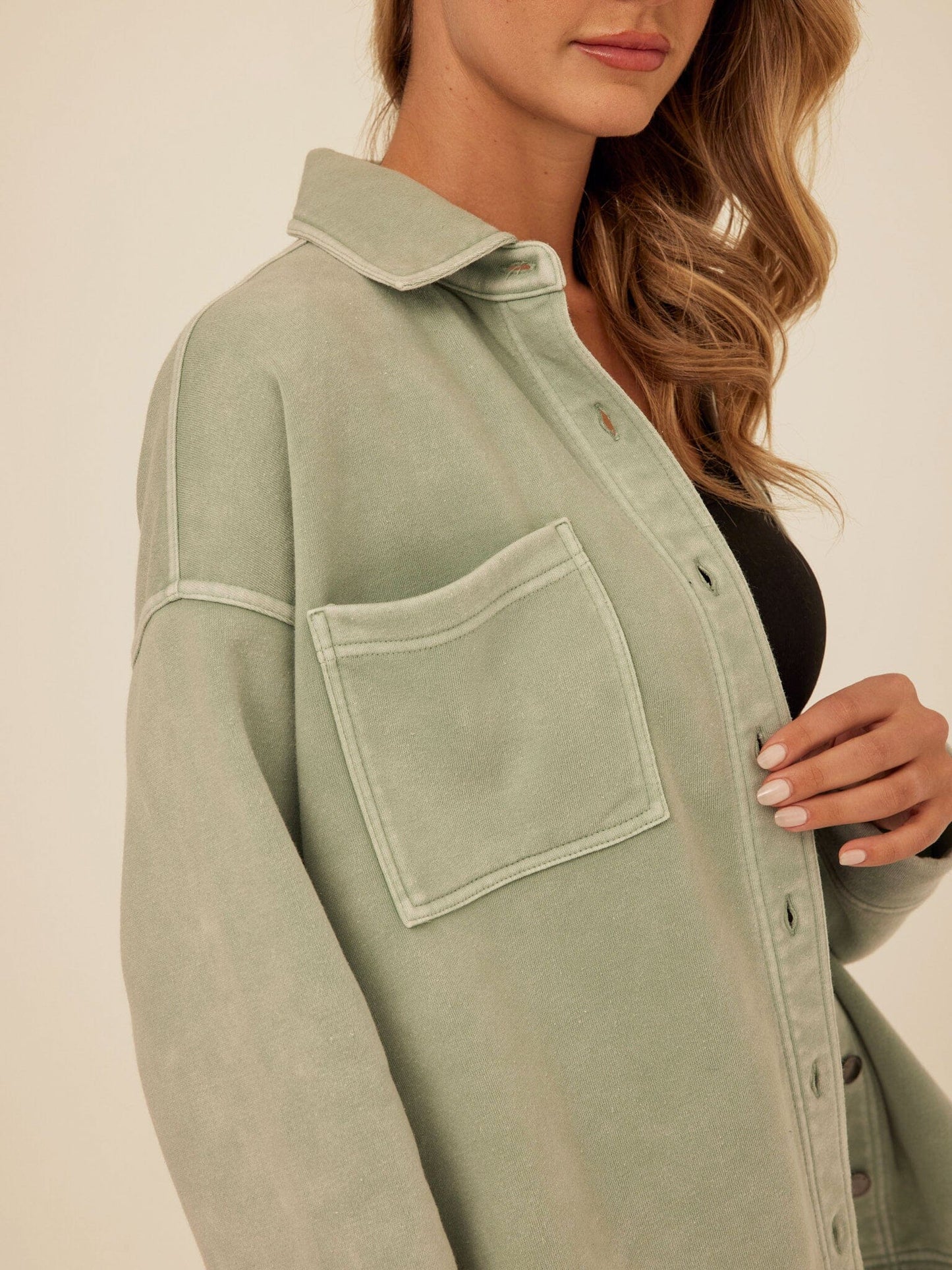 Blaire Mineral Wash Fleece Button-Down