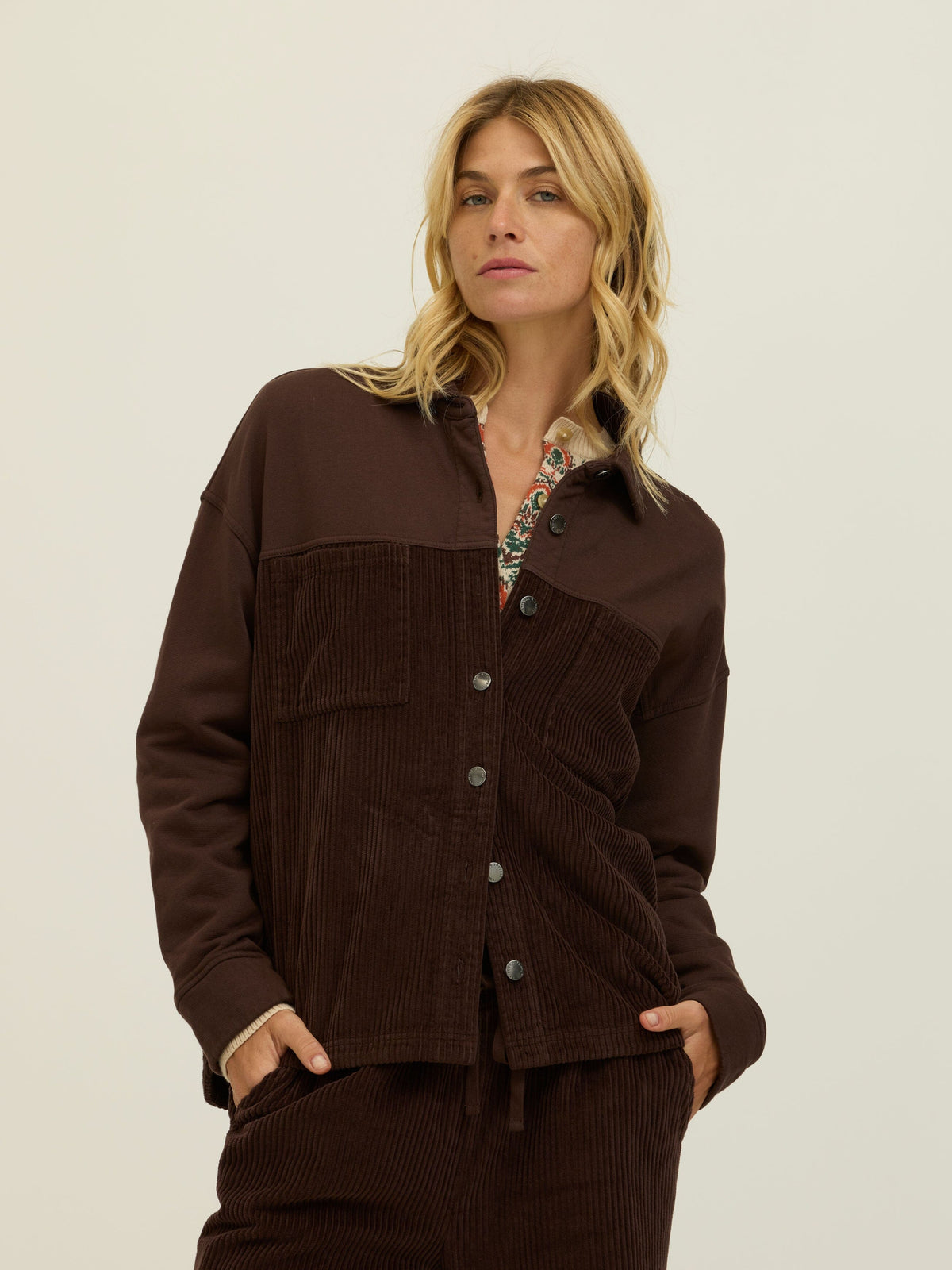 Peggy Terry Corduroy Mix Button-Down