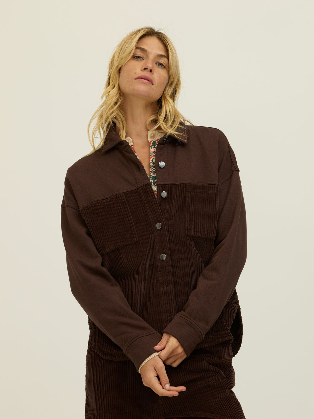 Peggy Terry Corduroy Mix Button-Down