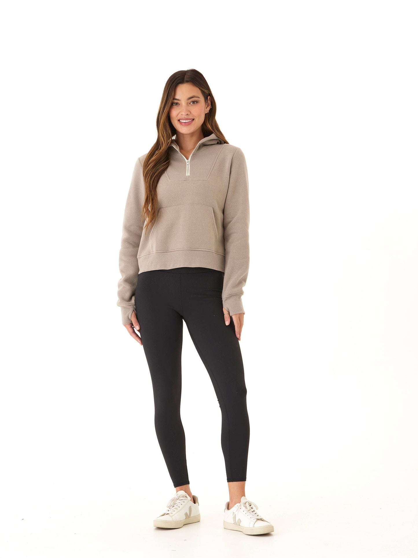 Tyra Triblend Fleece Quarter Zip Hoodie