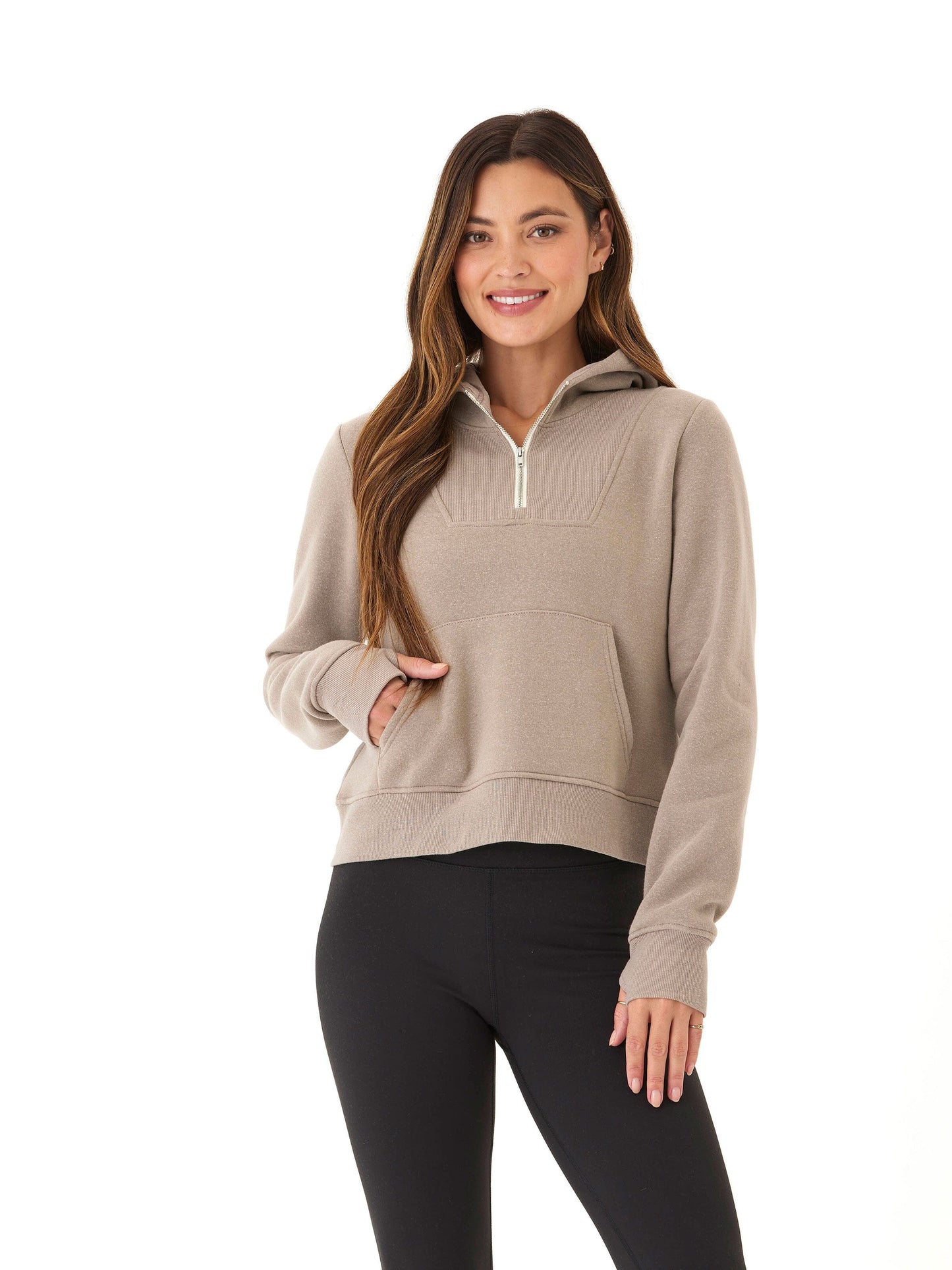 Tyra Triblend Fleece Quarter Zip Hoodie