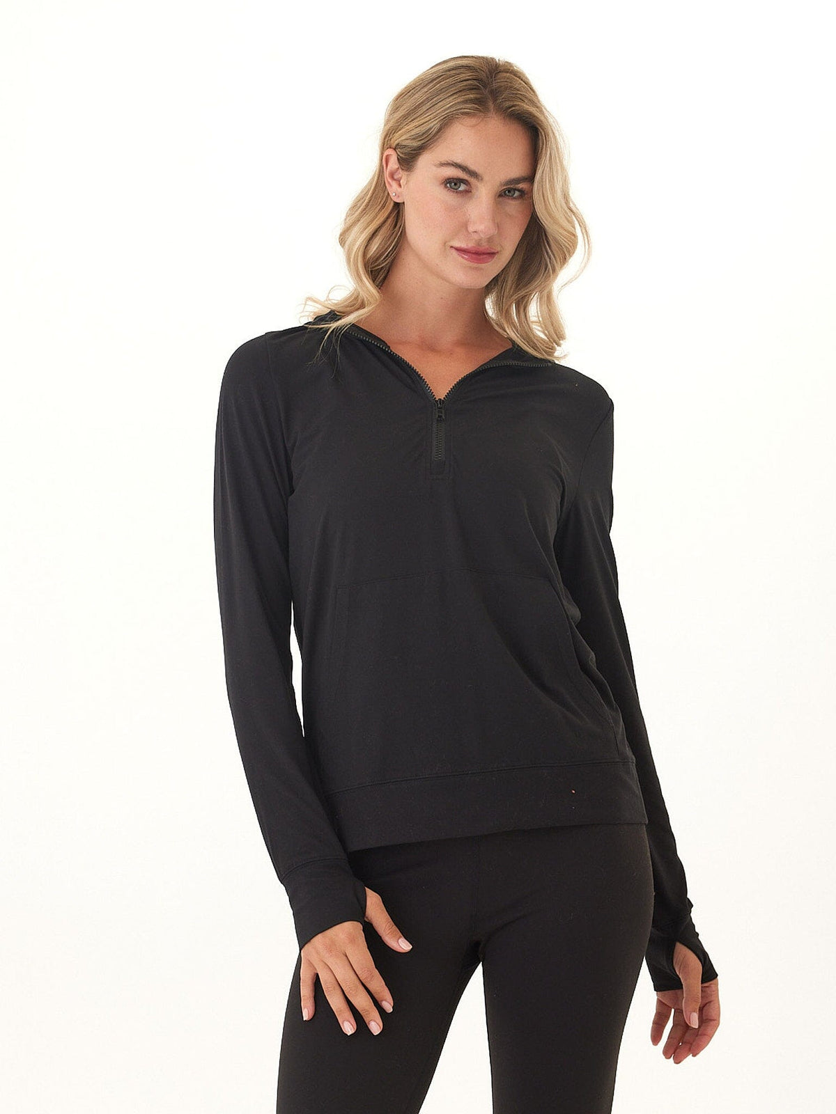 Gretchen Quarter Zip Luxe Jersey Hoodie