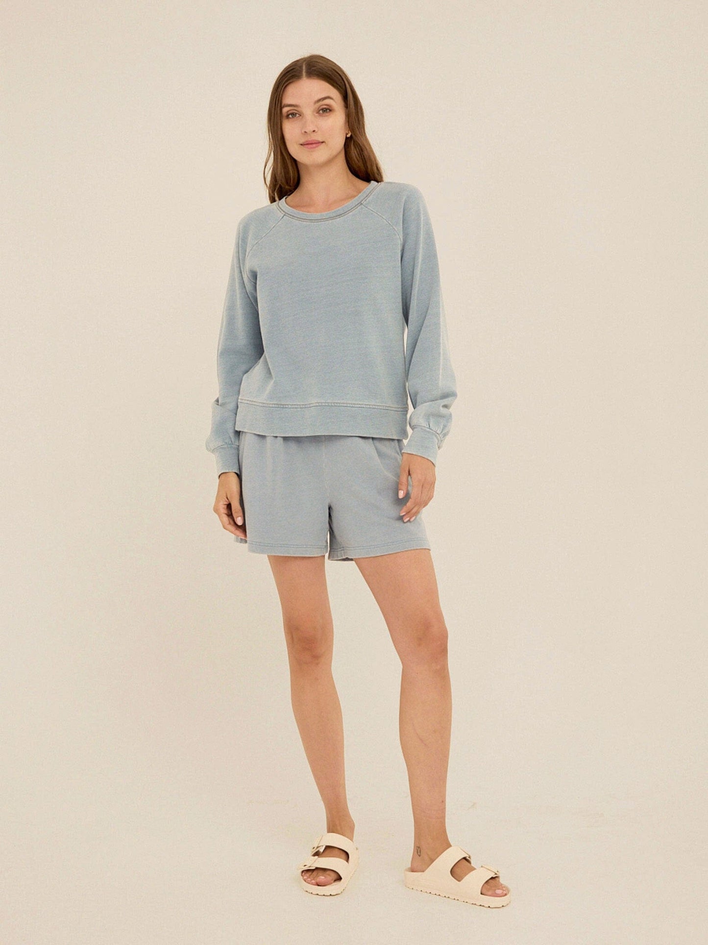 Mabel Denim Terry Raglan Pullover