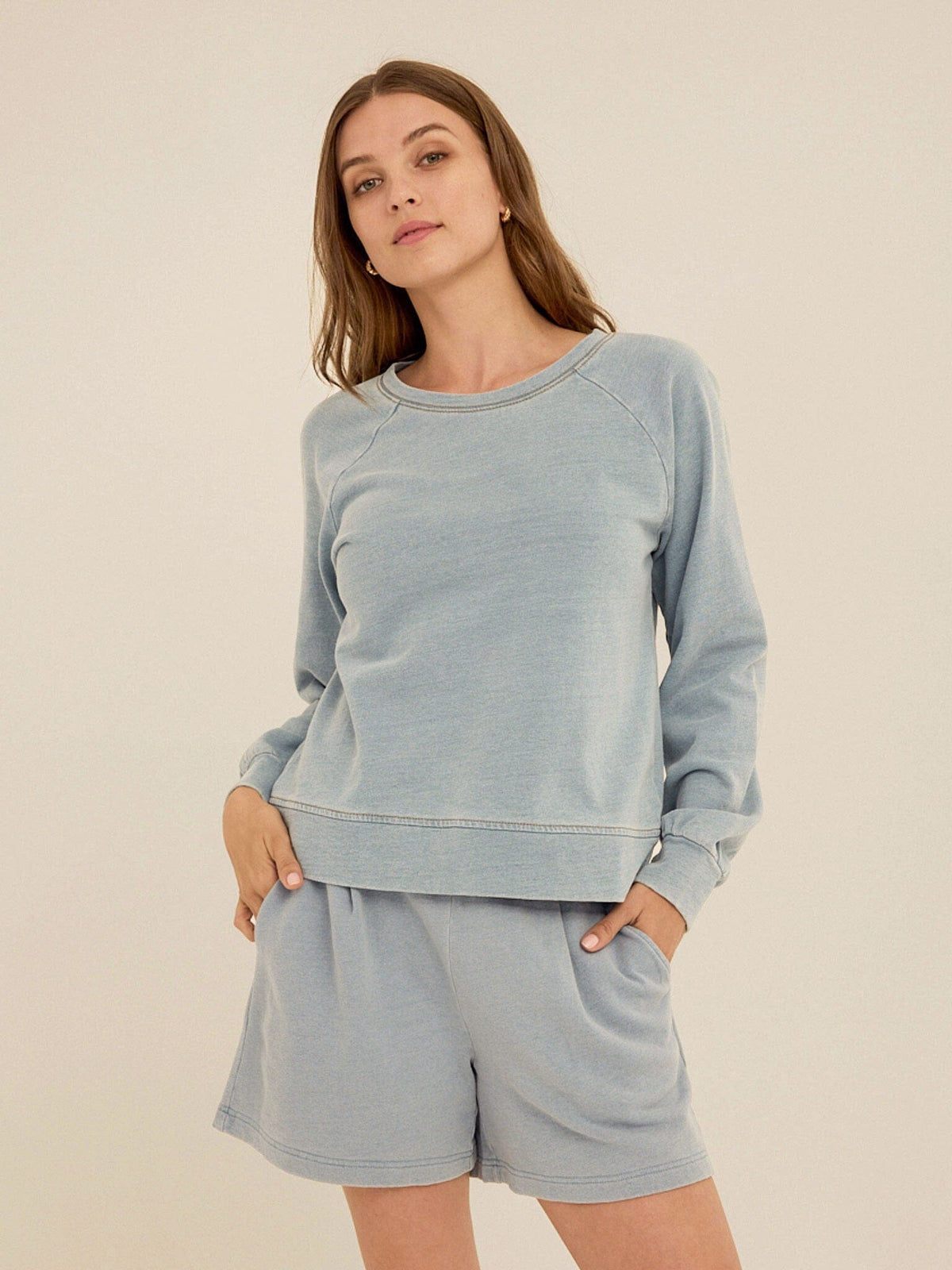 Jessamina Denim Terry Pleated Short