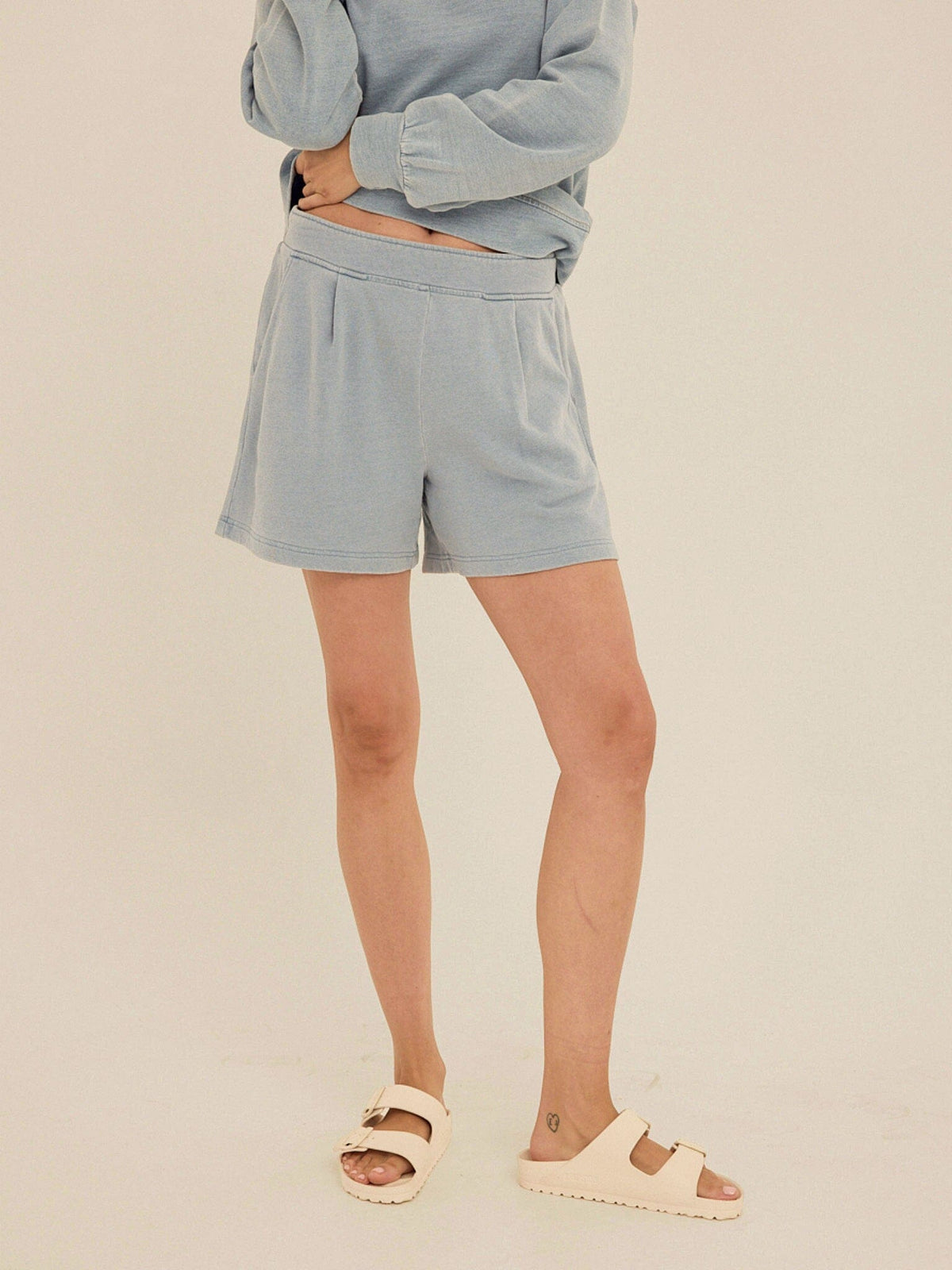 Jessamina Denim Terry Pleated Short