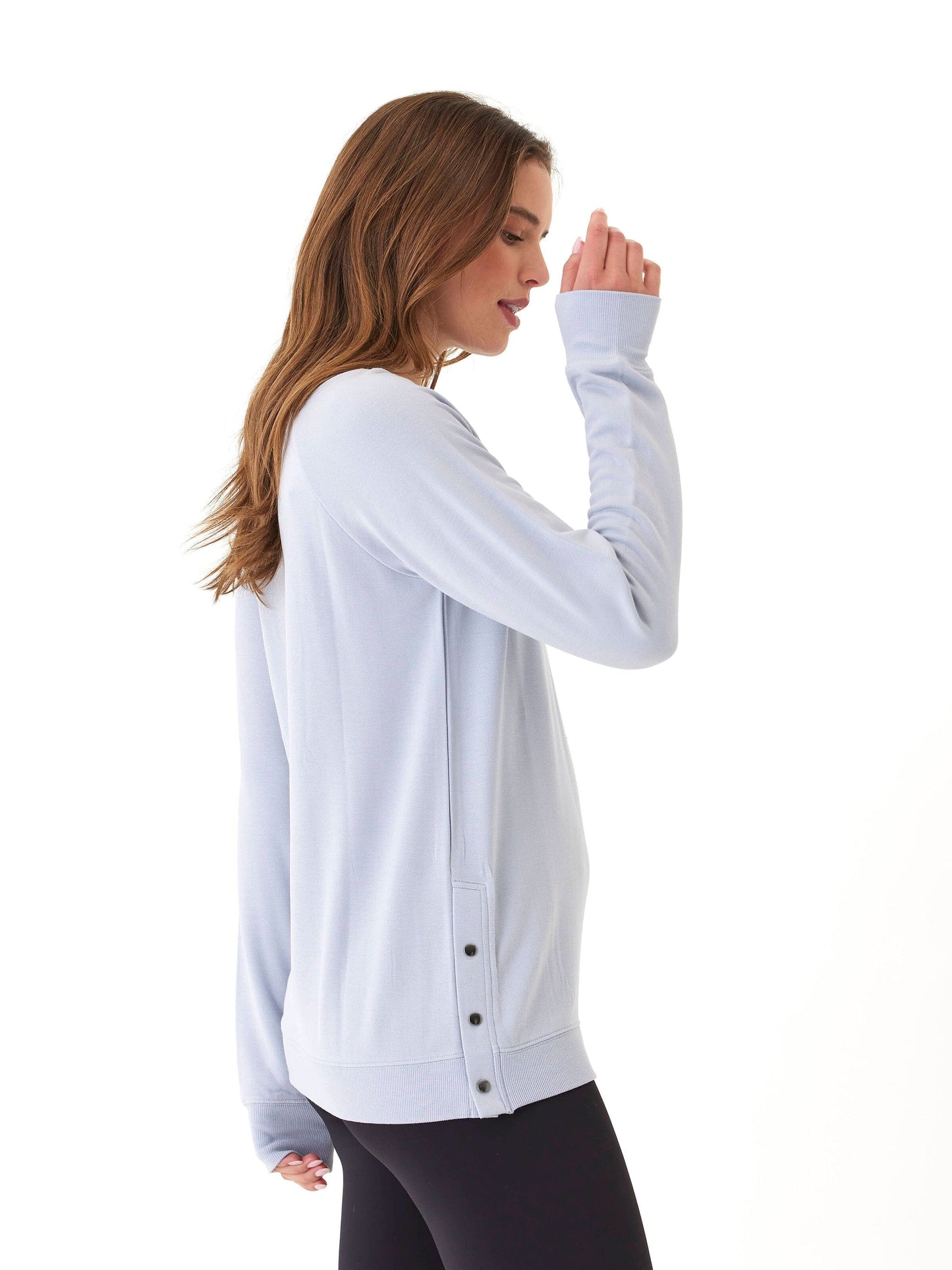 Roberta Feather Fleece Snap Button Sweatshirt