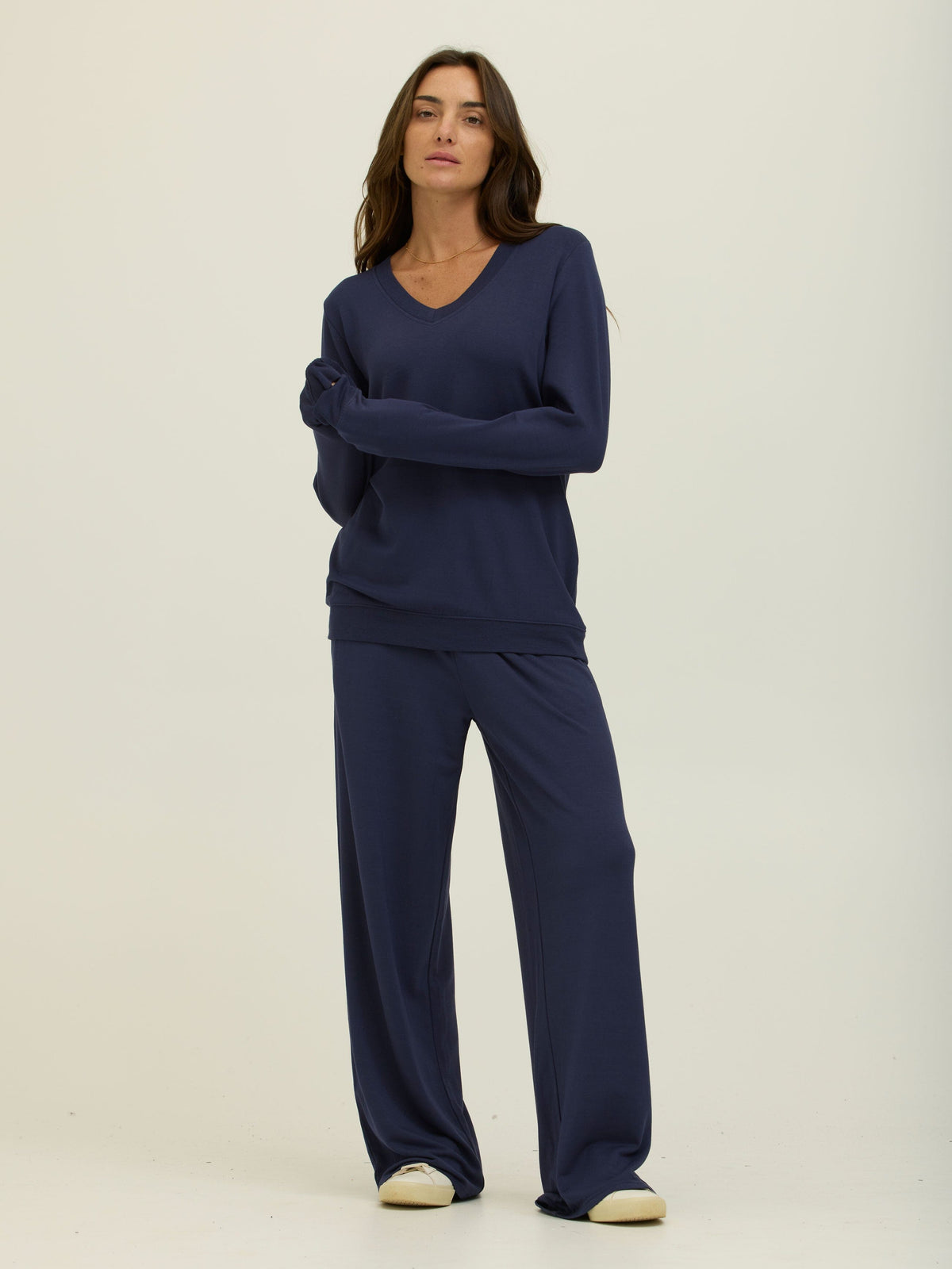 Edwina Feather Fleece V-Neck Pullover
