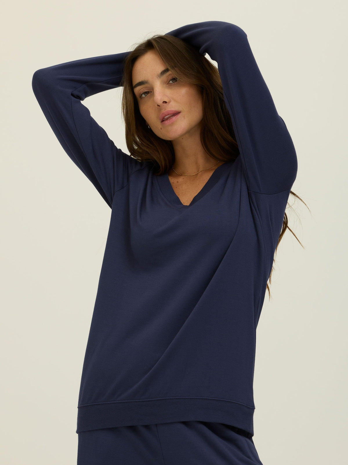 Edwina Feather Fleece V-Neck Pullover