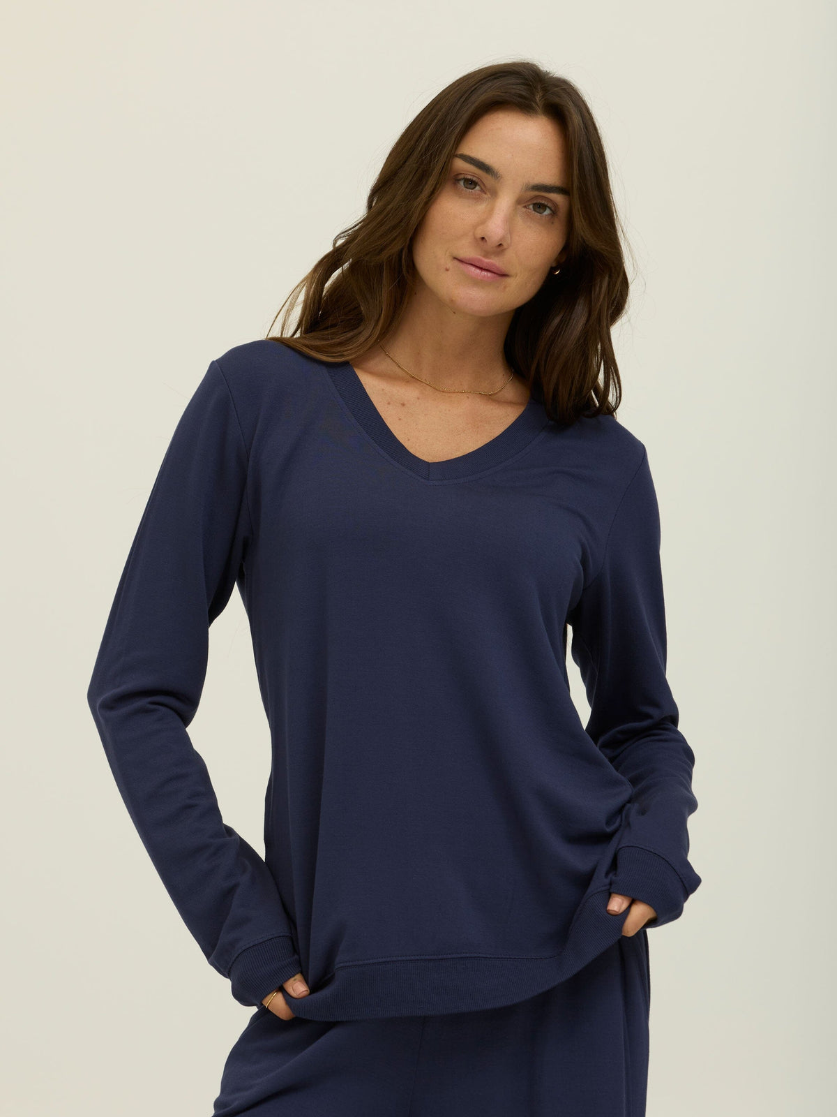 Edwina Feather Fleece V-Neck Pullover
