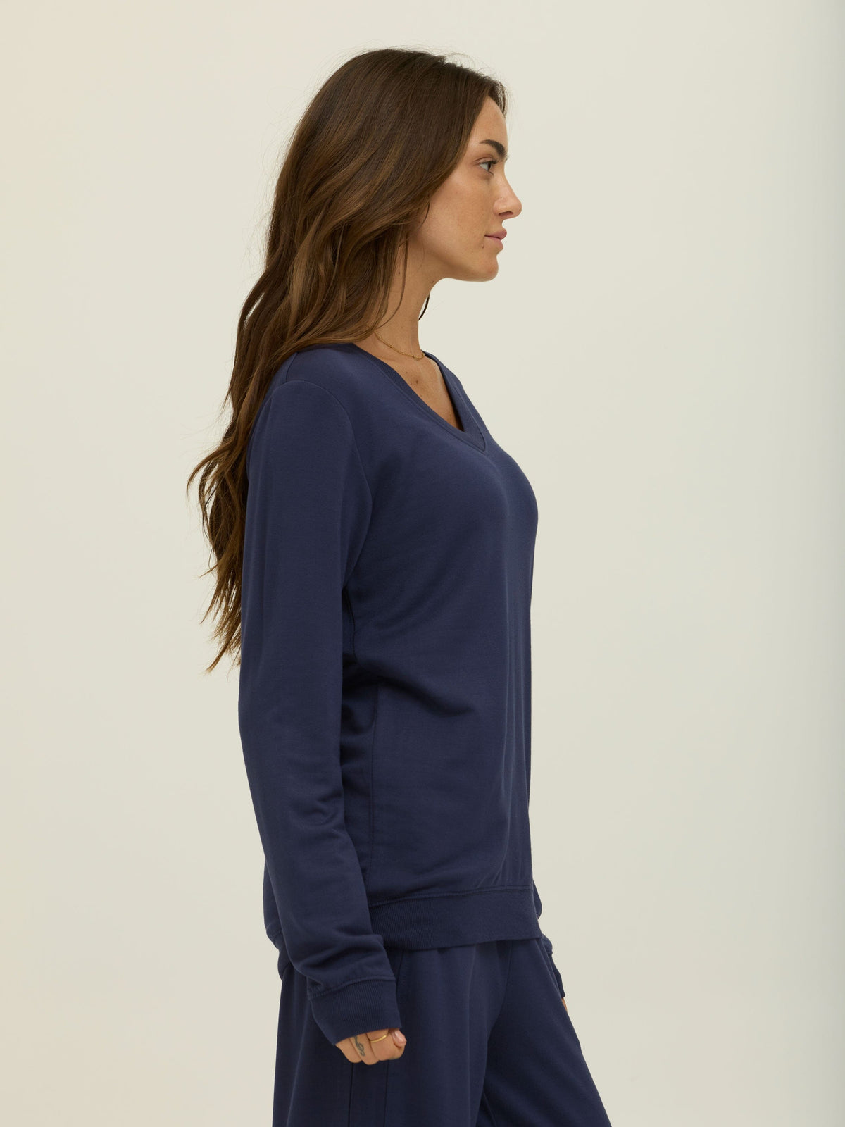 Edwina Feather Fleece V-Neck Pullover