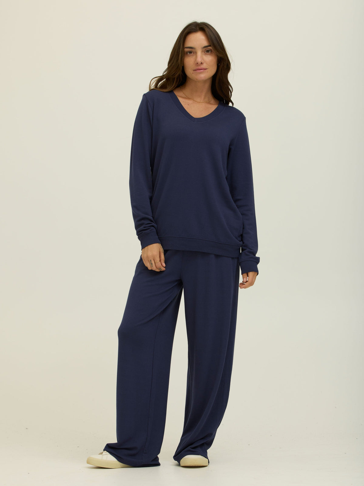 Edwina Feather Fleece V-Neck Pullover