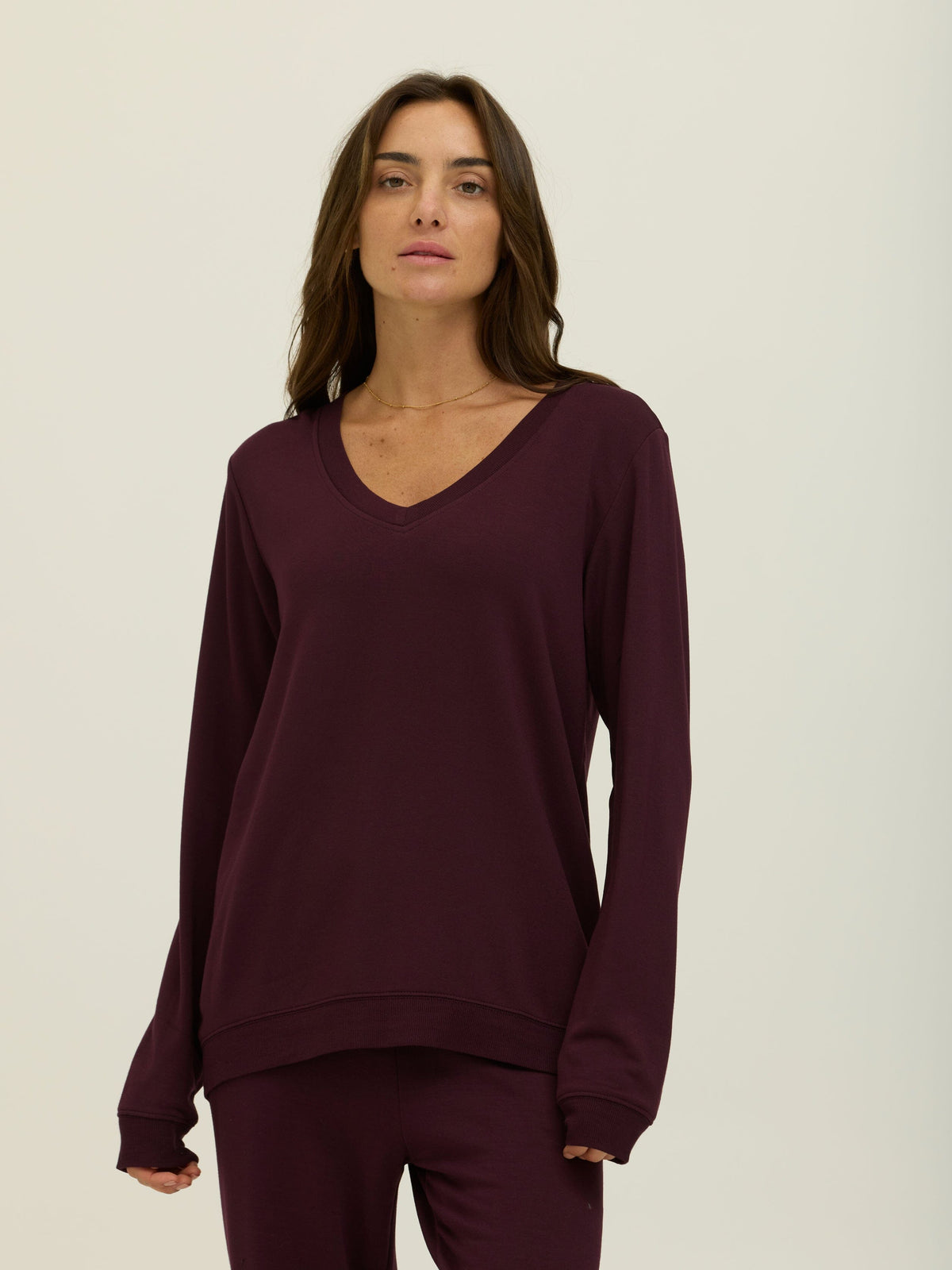 Edwina Feather Fleece V-Neck Pullover