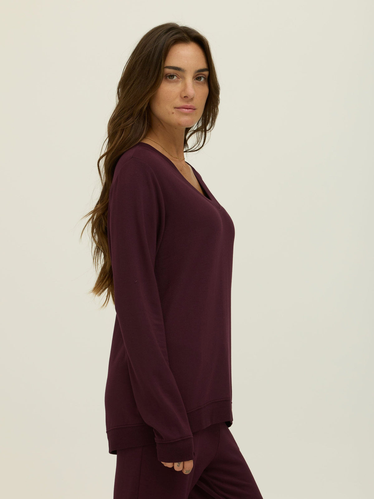 Edwina Feather Fleece V-Neck Pullover