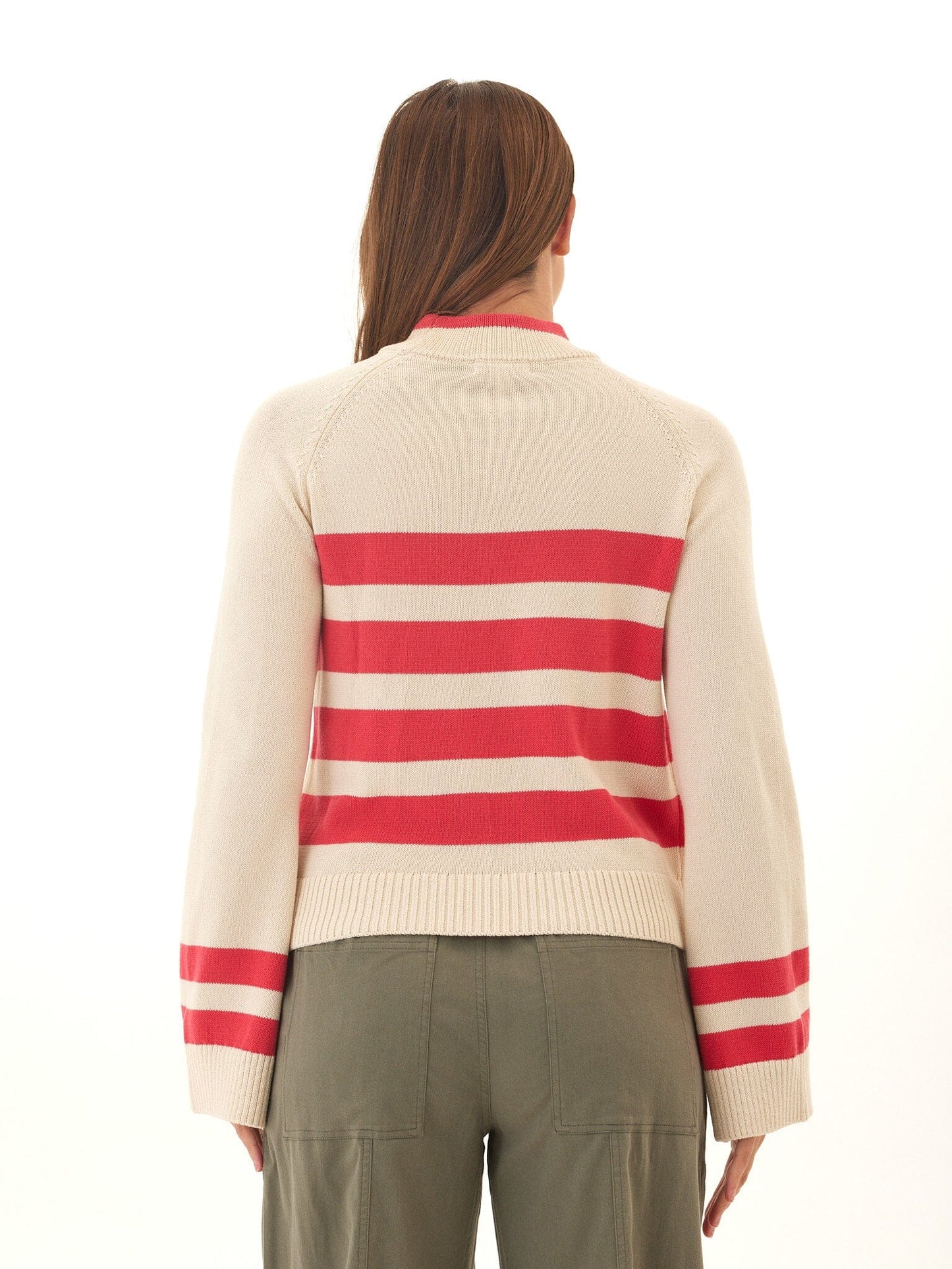 Saundra Striped Cotton Blend Raglan Sweater