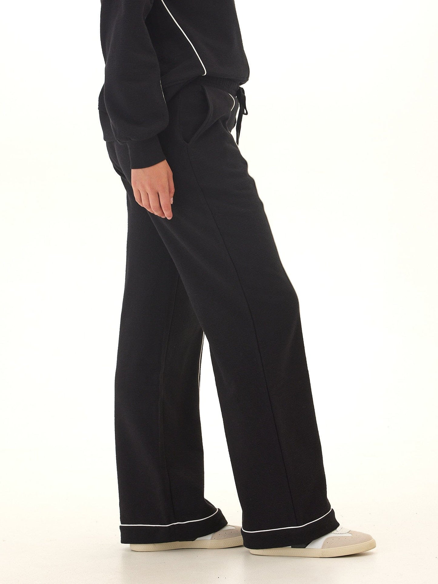 Milly Slub Terry Piping Detail Boot Cut Pant