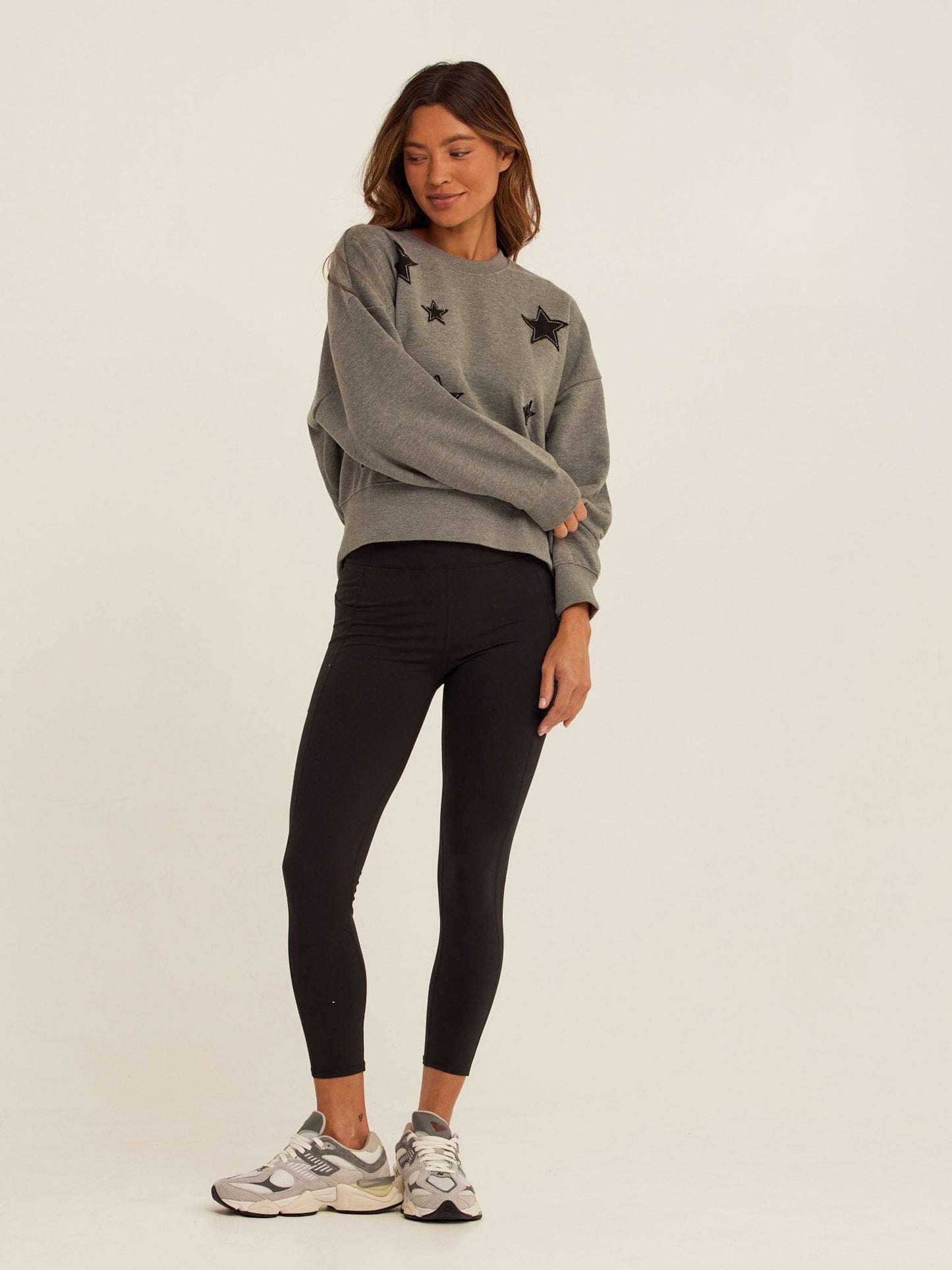 Naia Cotton Blend Terry Patchwork Pullover