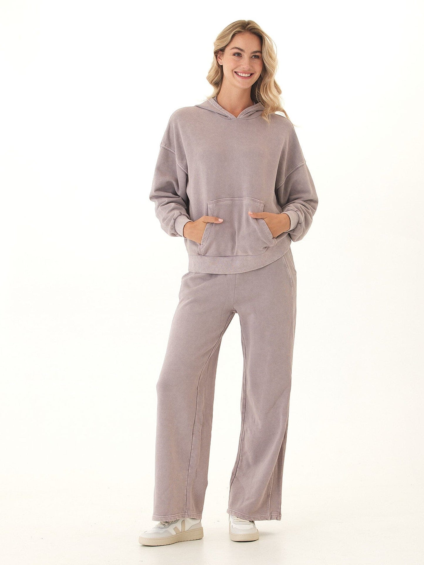 Esmeralda Mineral Wash Cotton Terry Wide Leg Pant