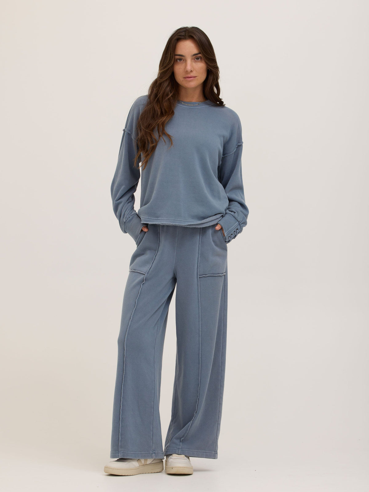 Roxanna Mineral Wash Fleece Tie Cuff Sweatshirt