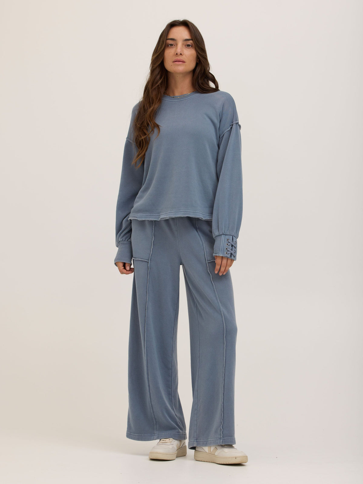 Sigourney Mineral Wash Fleece Wide Leg Pant