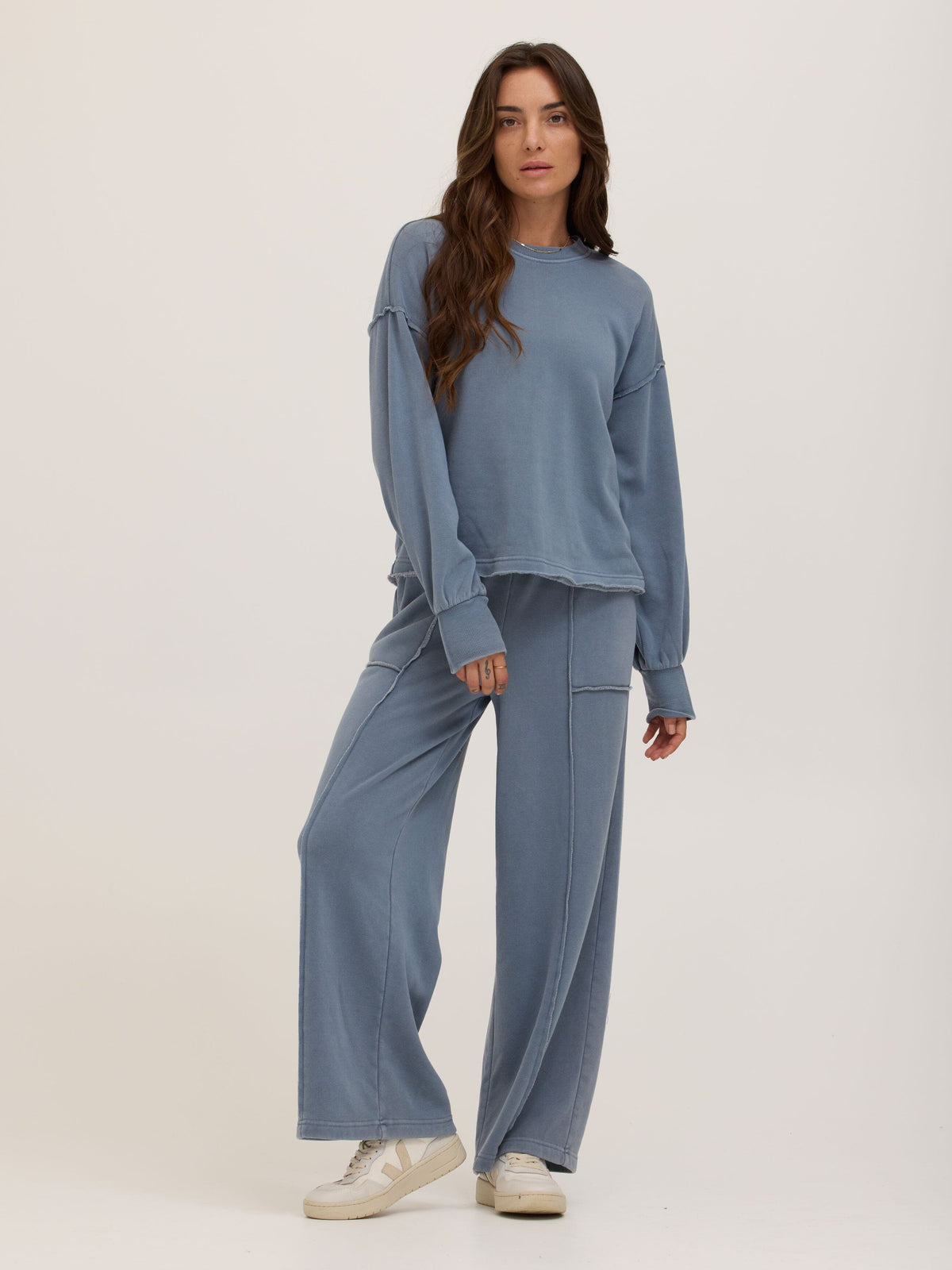 Roxanna Mineral Wash Fleece Tie Cuff Sweatshirt