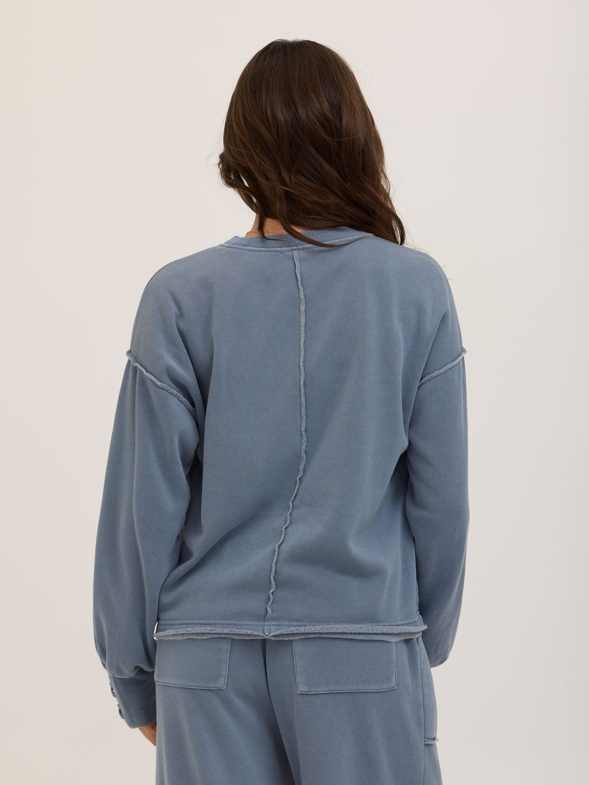 Roxanna Mineral Wash Fleece Tie Cuff Sweatshirt
