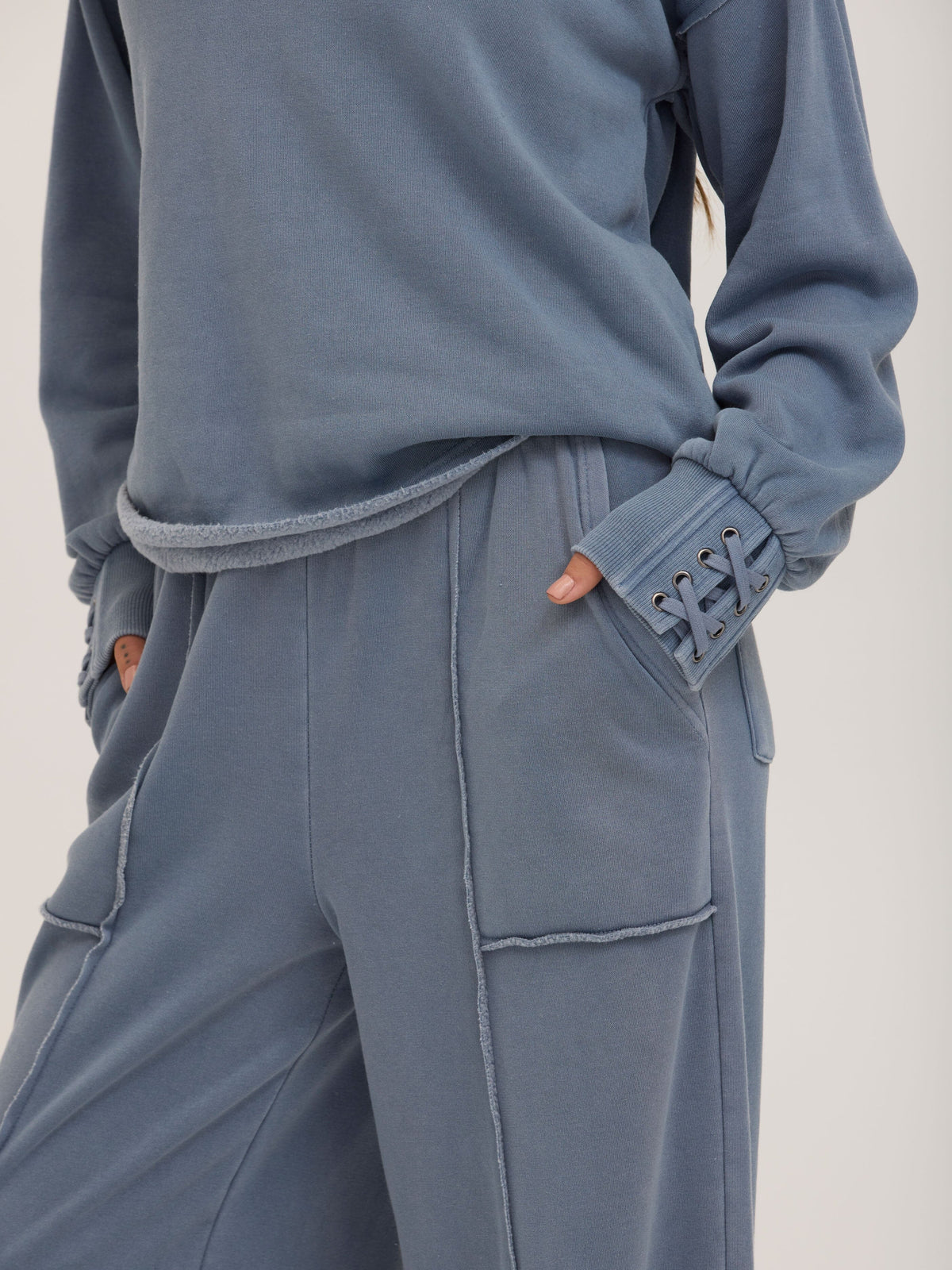 Sigourney Mineral Wash Fleece Wide Leg Pant
