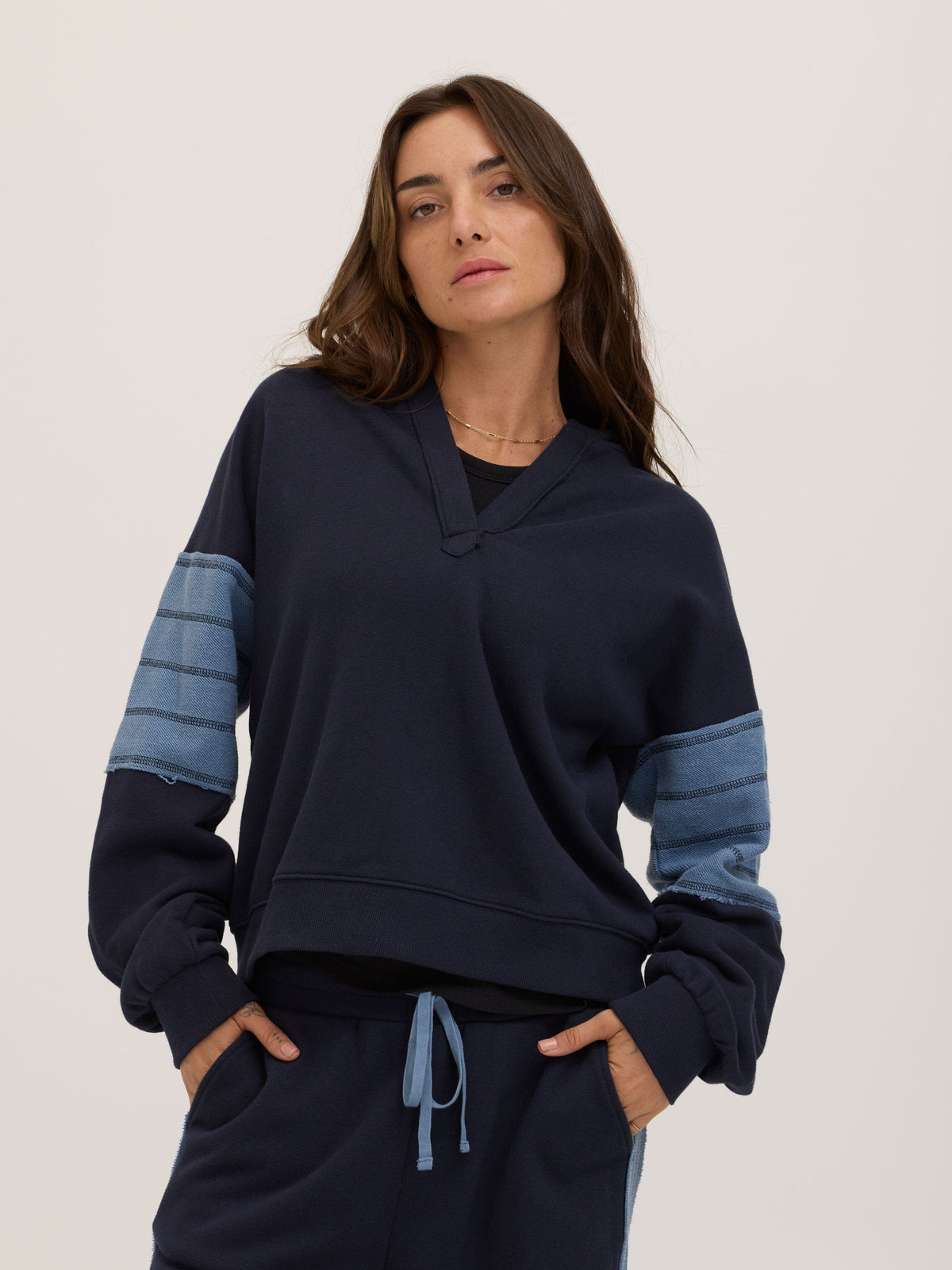 Sophia Cotton Terry Contrast Pullover