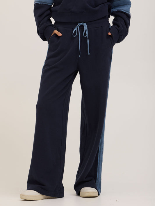 Tierney Cotton Terry Contrast Wide Leg Pant
