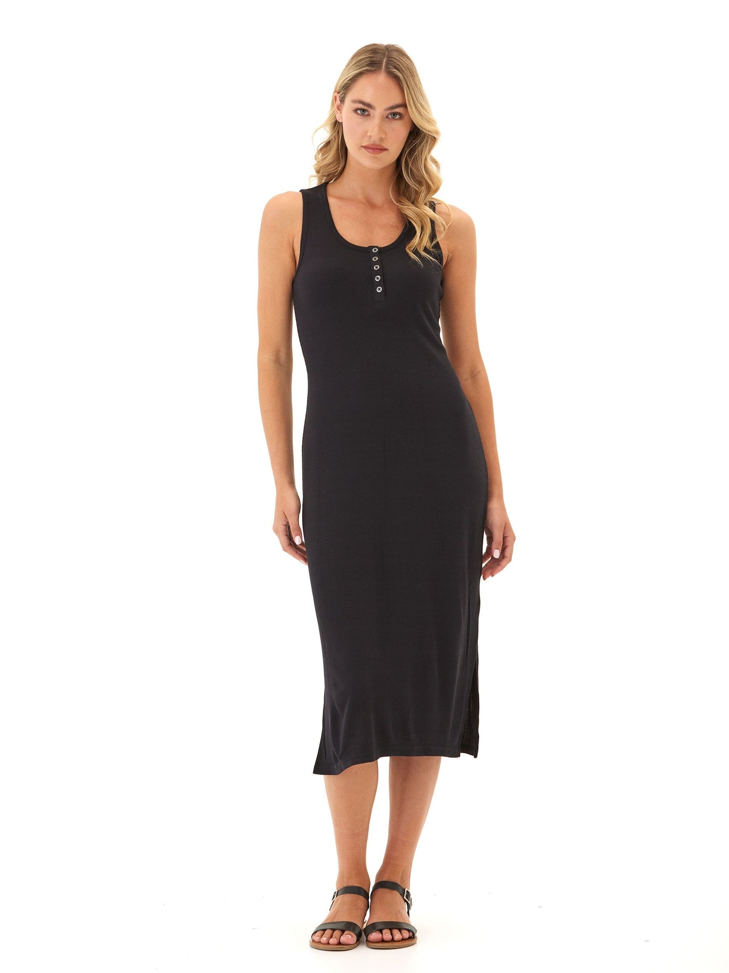 Lois Feather Rib Henley Tank Dress
