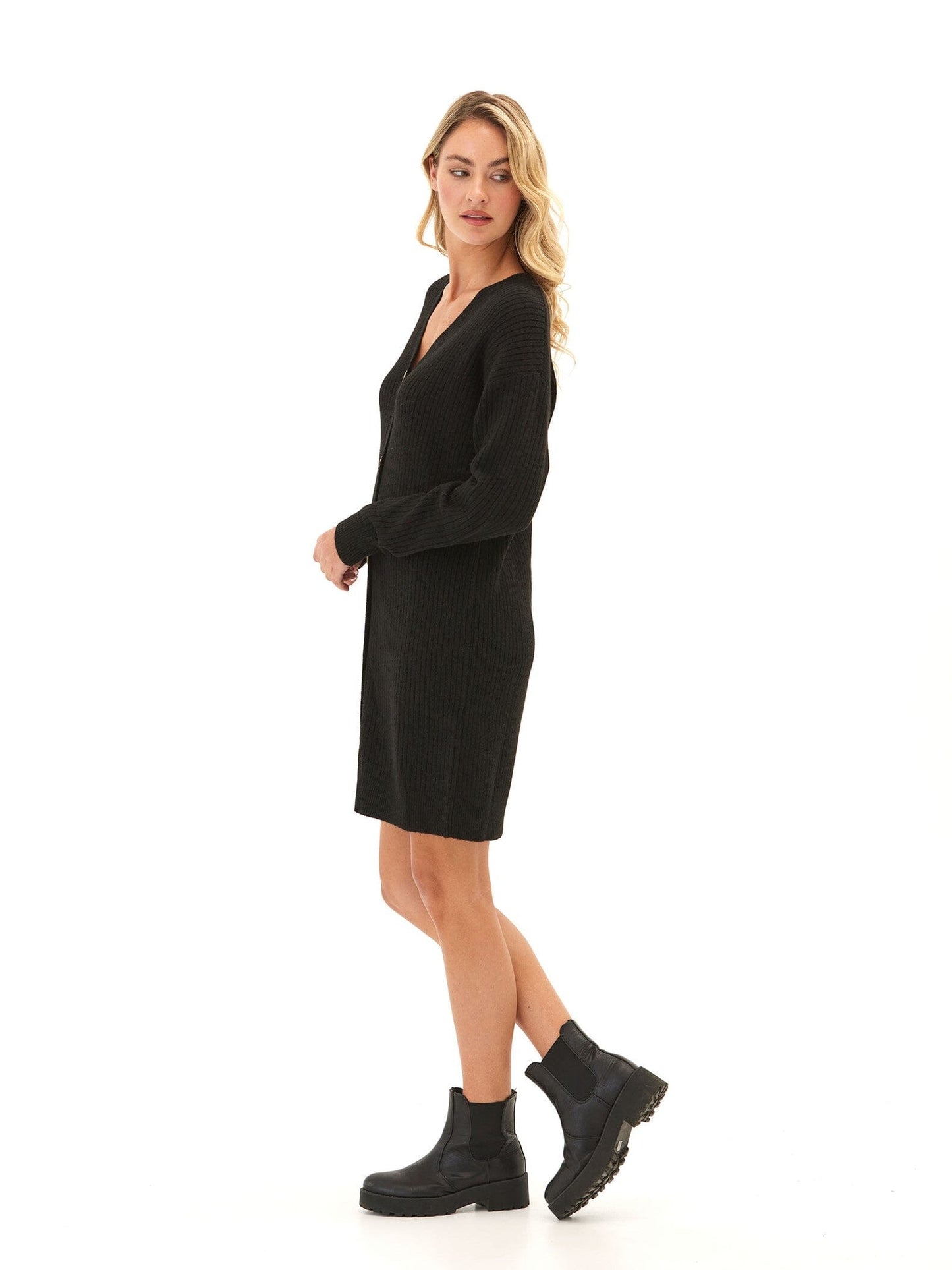 Lilianna Cozy Rib Cardigan Sweater Dress