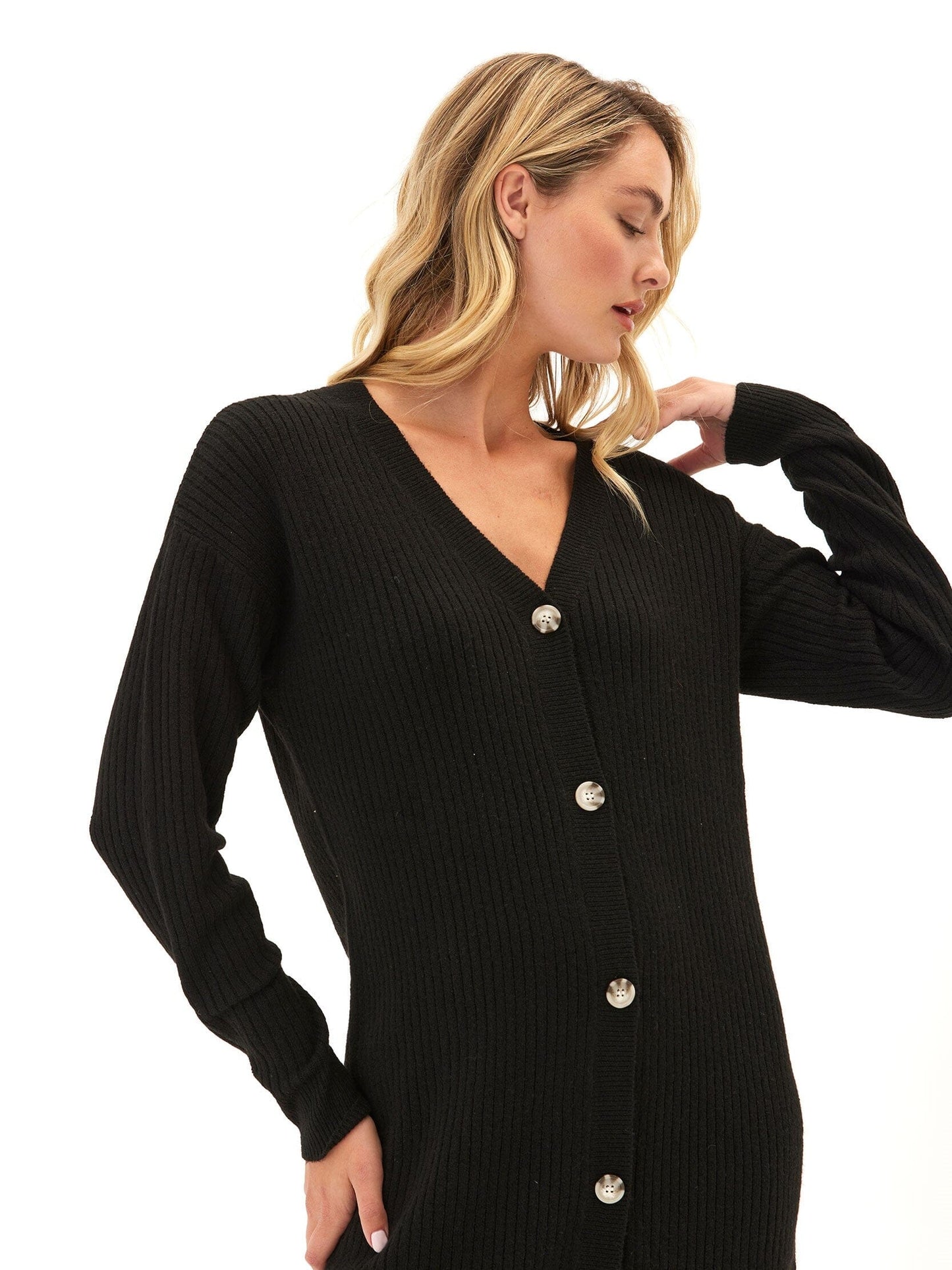Lilianna Cozy Rib Cardigan Sweater Dress
