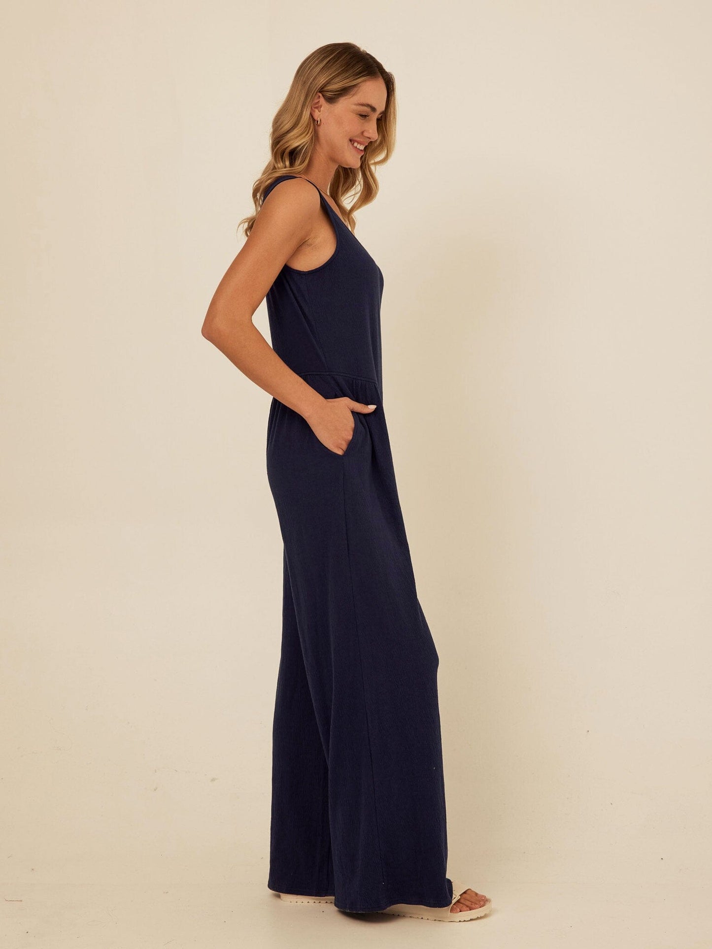 Eira Smocked Jersey Jumpsuit