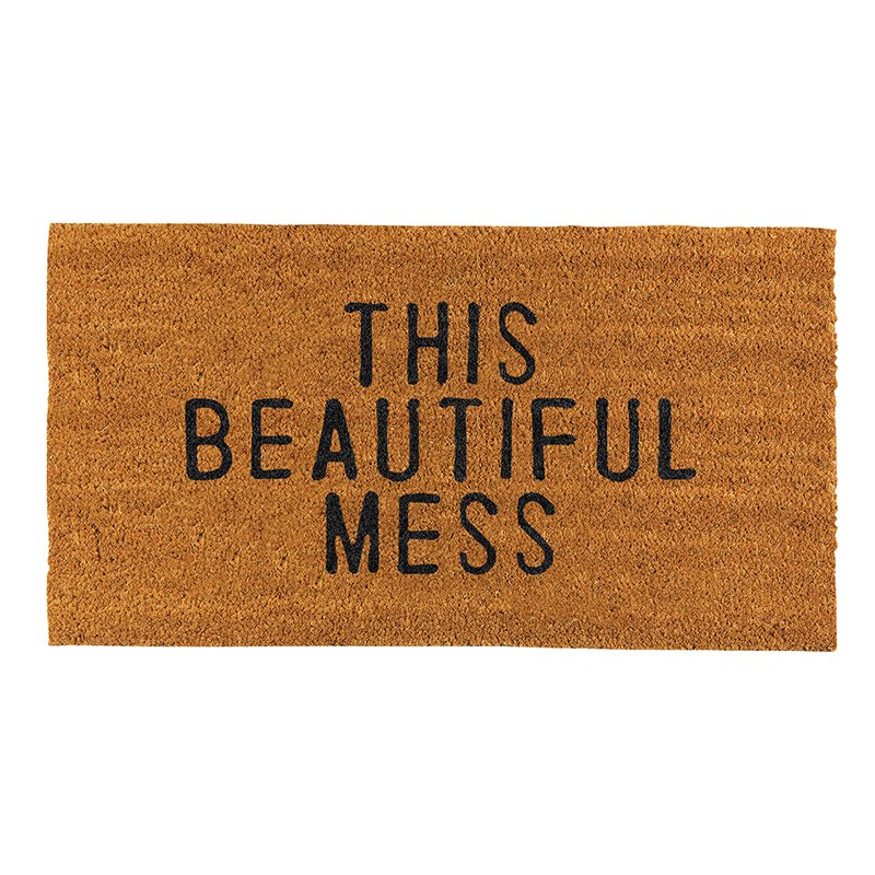 This Beautiful Mess Coir Door Mat | Welcome Outdoor Indoor Rug | 30" x 16"
