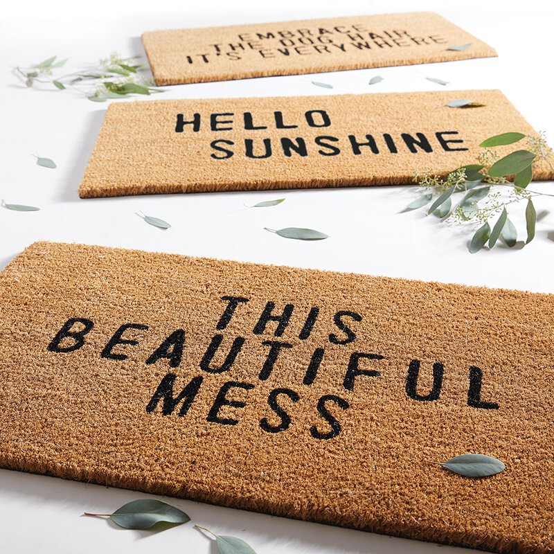 This Beautiful Mess Coir Door Mat | Welcome Outdoor Indoor Rug | 30" x 16"