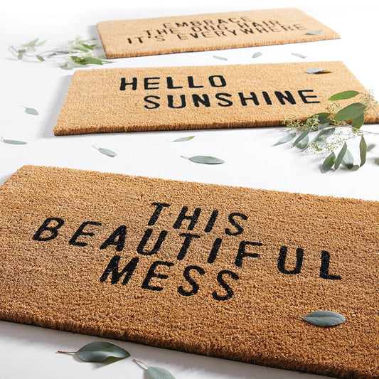 This Beautiful Mess Coir Door Mat | Welcome Outdoor Indoor Rug | 30" x 16"