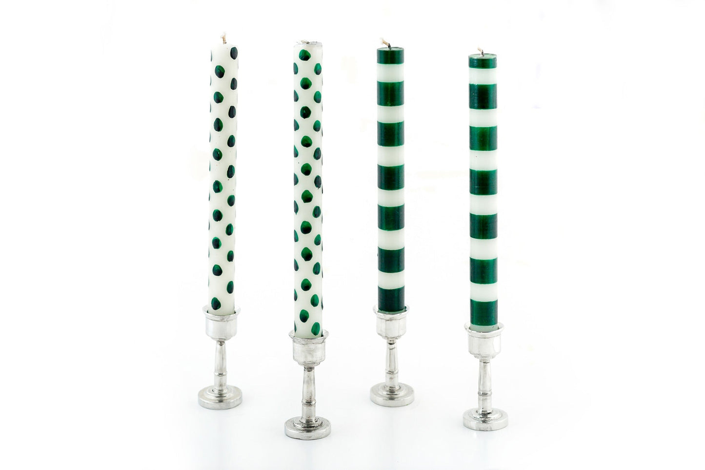 Green Dots & Stripes Tapers - Gift Box of 4