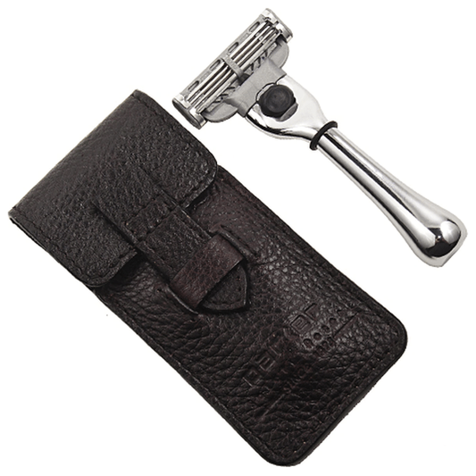 Parker TRAVM3 Mach 3 Compatible Travel Razor With Leather Case