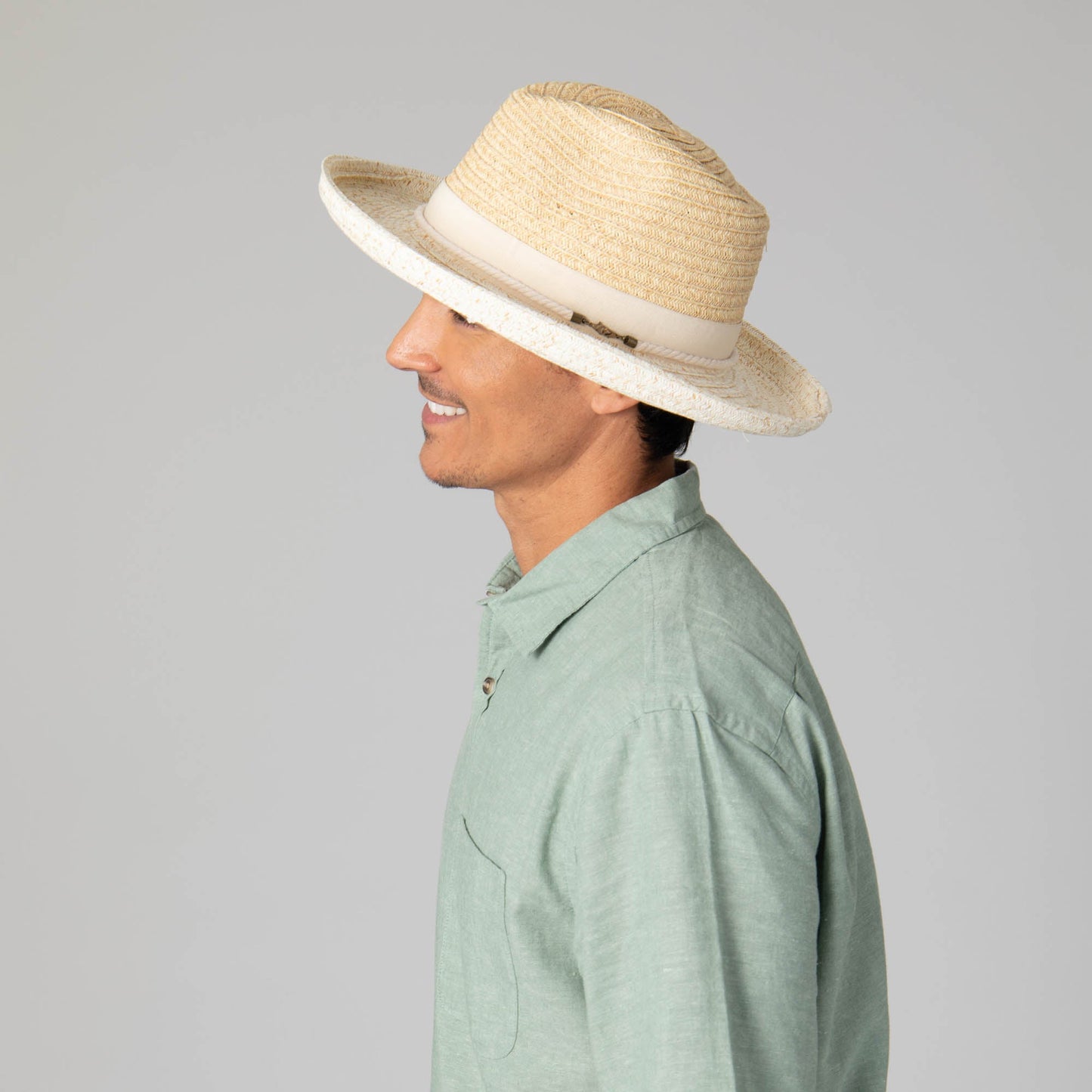 Mens Two Tone Ultrabraid Rolled Brim Fedora