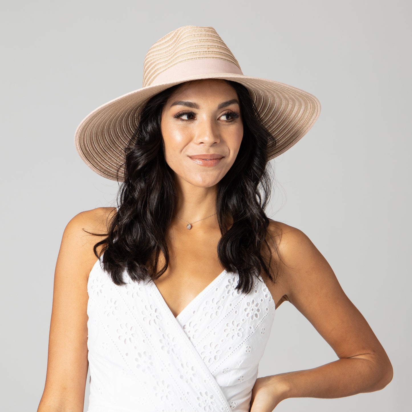 Women's Mixed Braid Pinched Knot Trim Fedora