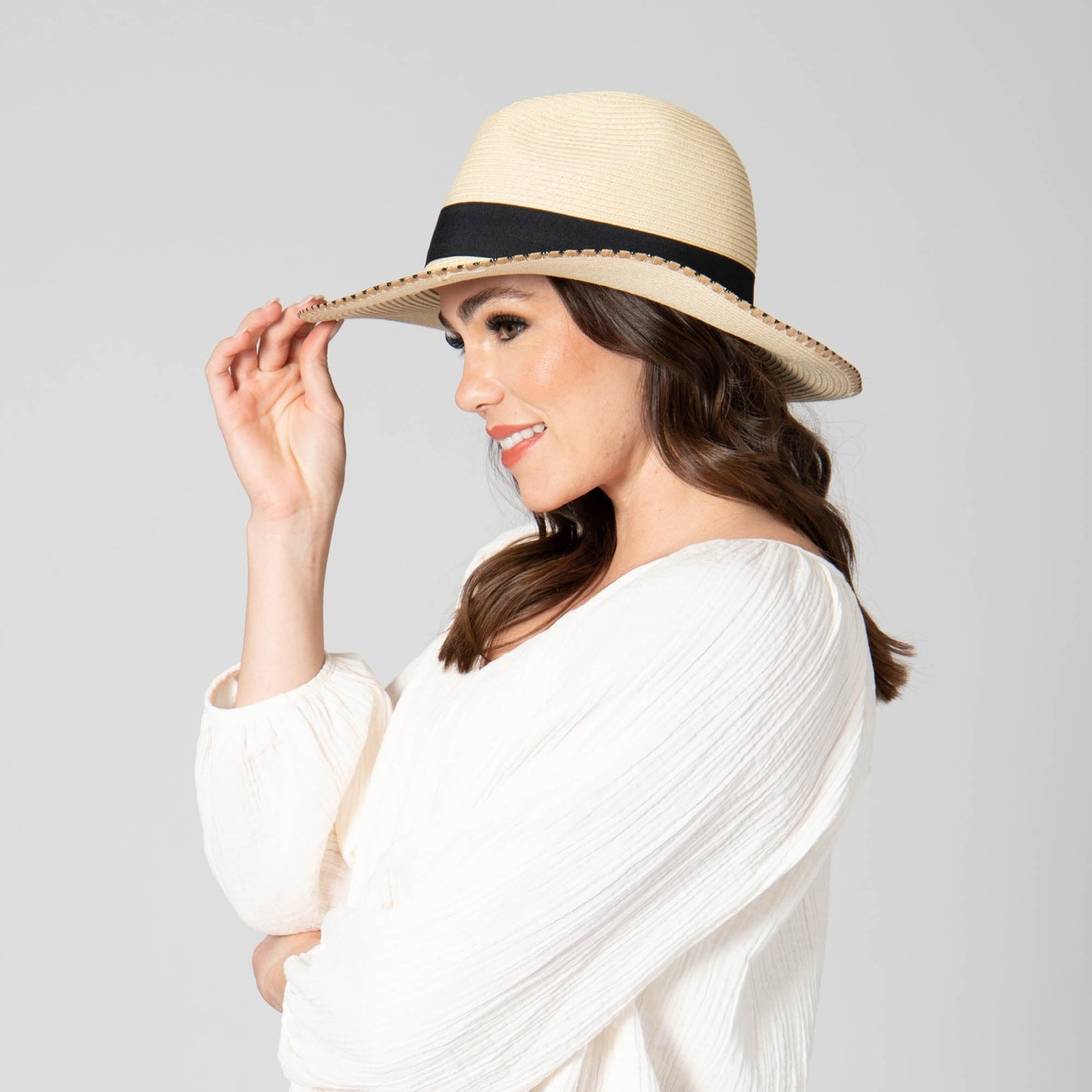 Desert Oasis - Ultrabraid Fedora with Embroidered Edge