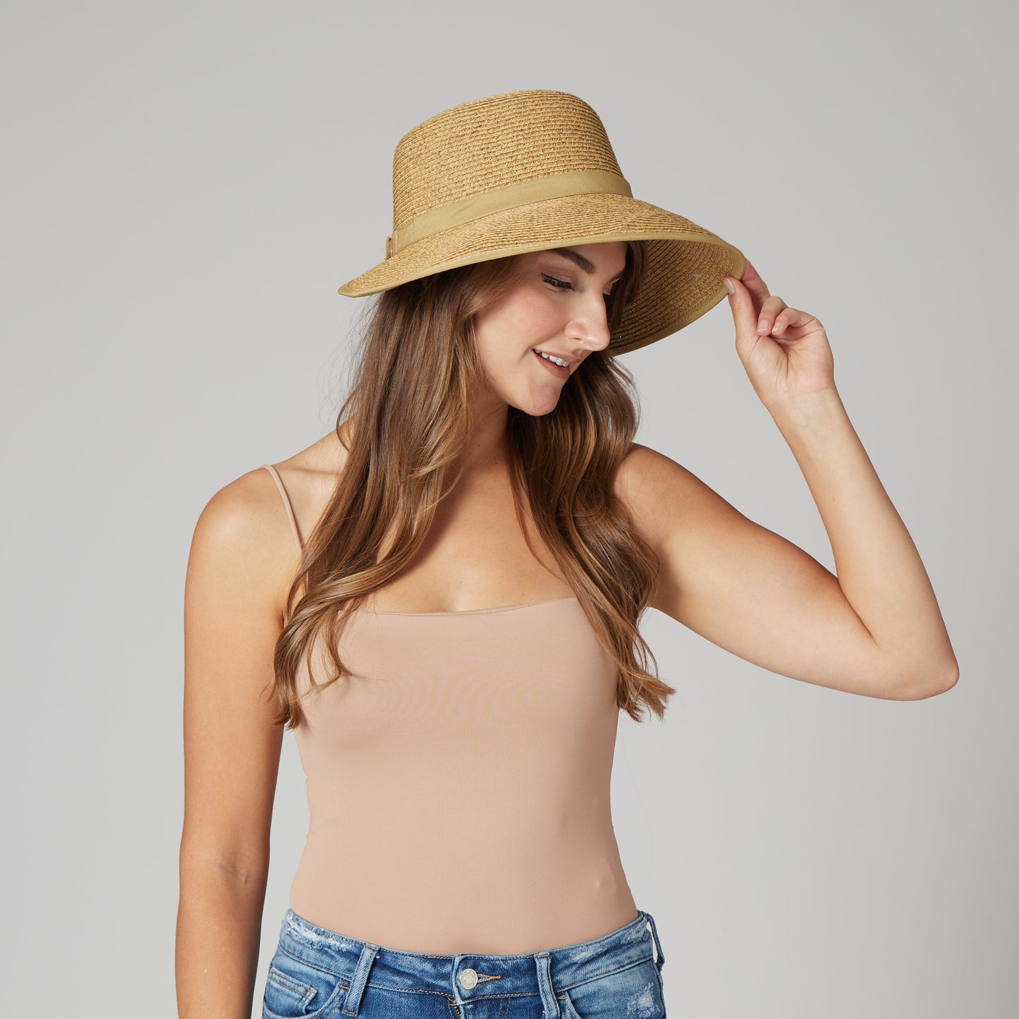 Women's Ultrabraid Round Crown Face Saver Sun Hat with Grosgrain Ribbon and Velcro Back Closure