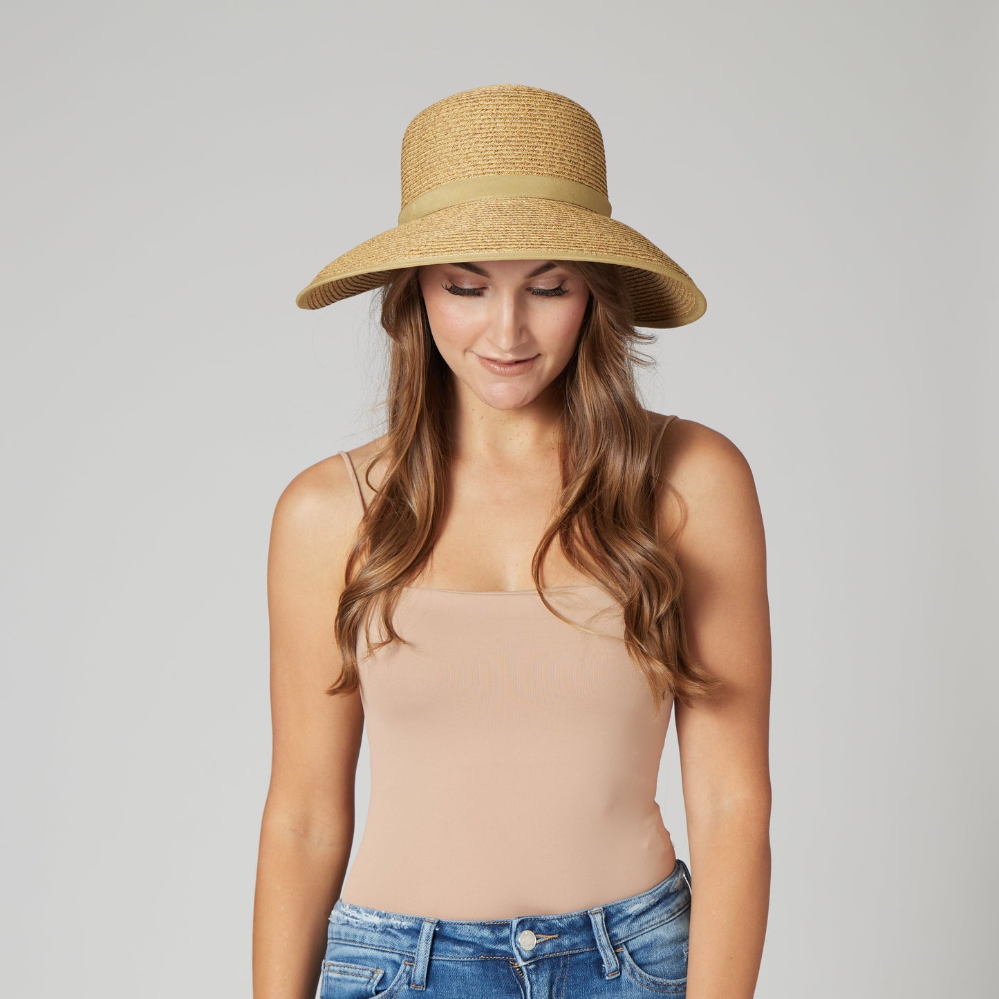 Women's Ultrabraid Round Crown Face Saver Sun Hat with Grosgrain Ribbon and Velcro Back Closure